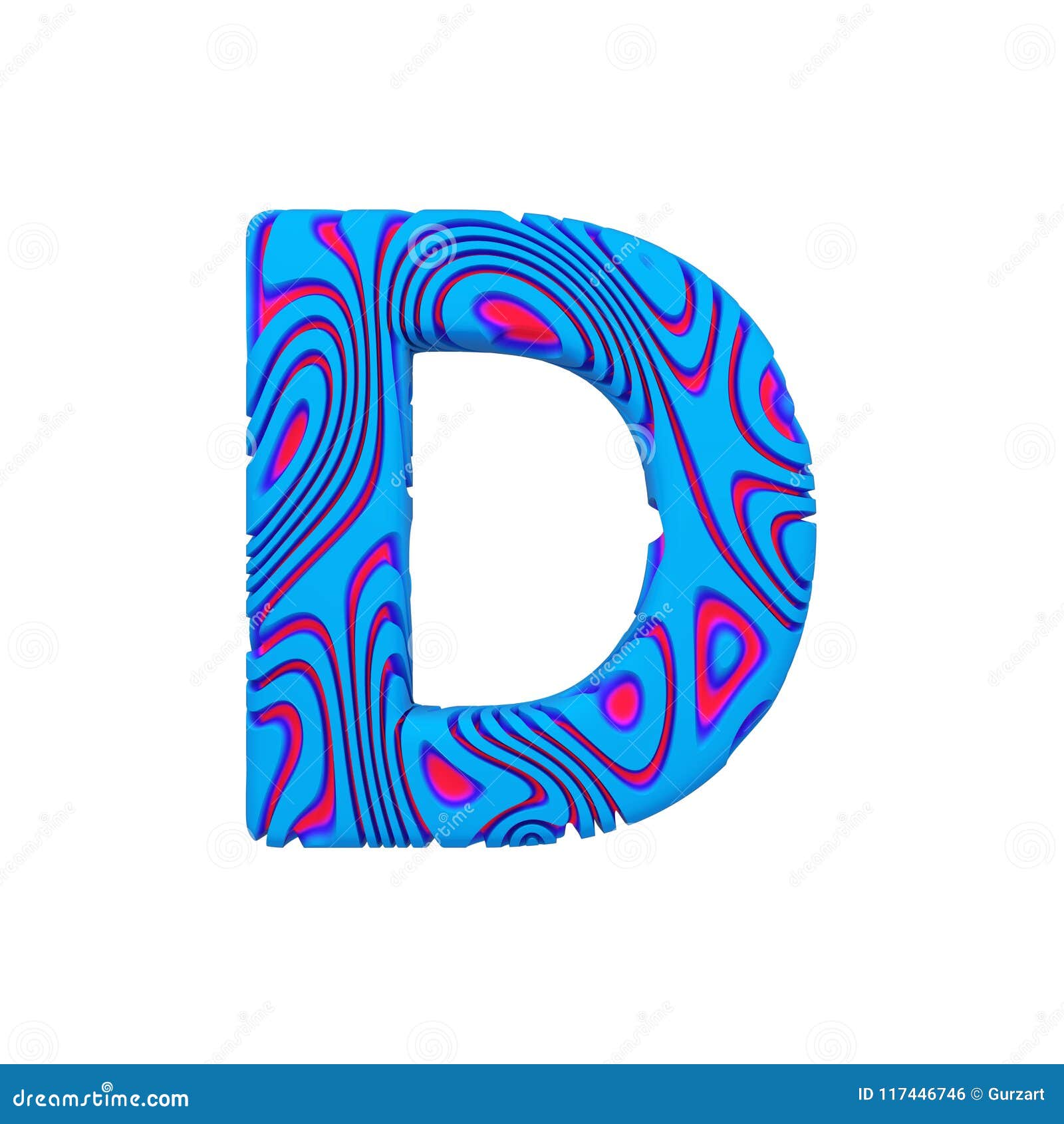 Alphabet Letter D Uppercase. Sporty Font Made of Blue Bold Sign. 3D ...