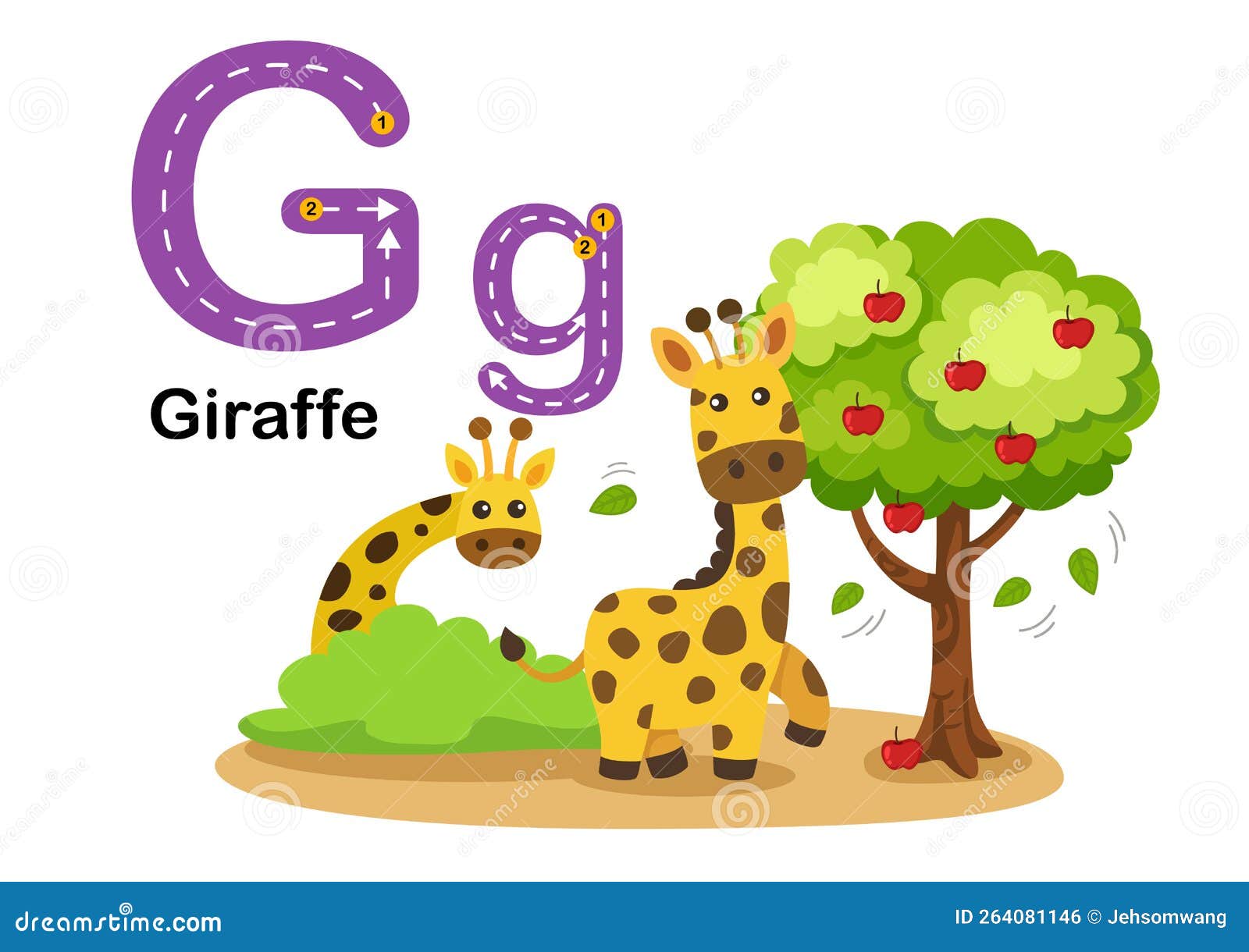 Alphabet Letter G-Giraffe with Cartoon Vocabulary Illustration Stock ...