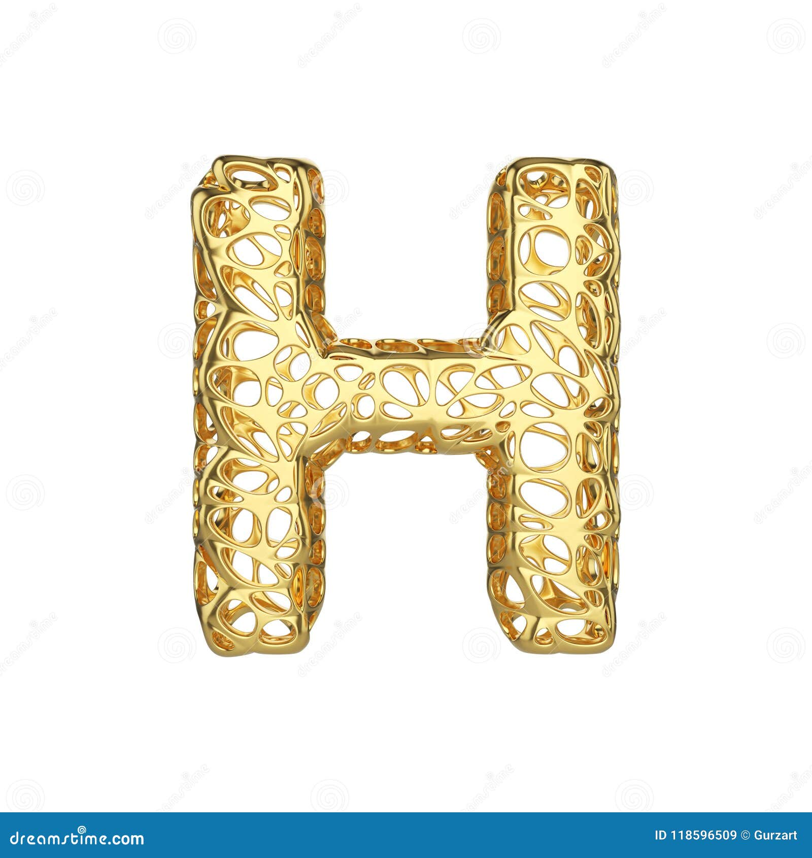 Alphabet Letter H Uppercase. Gold Font Made of Yellow Cellular ...