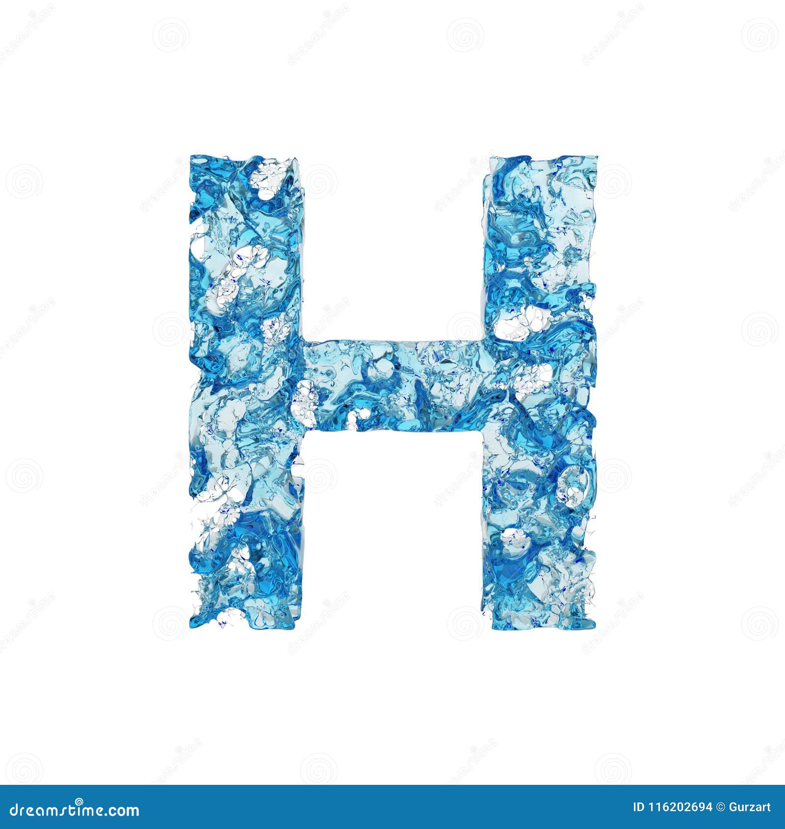 Alphabet Letter H Uppercase. Liquid Font Made of Blue Transparent Water ...