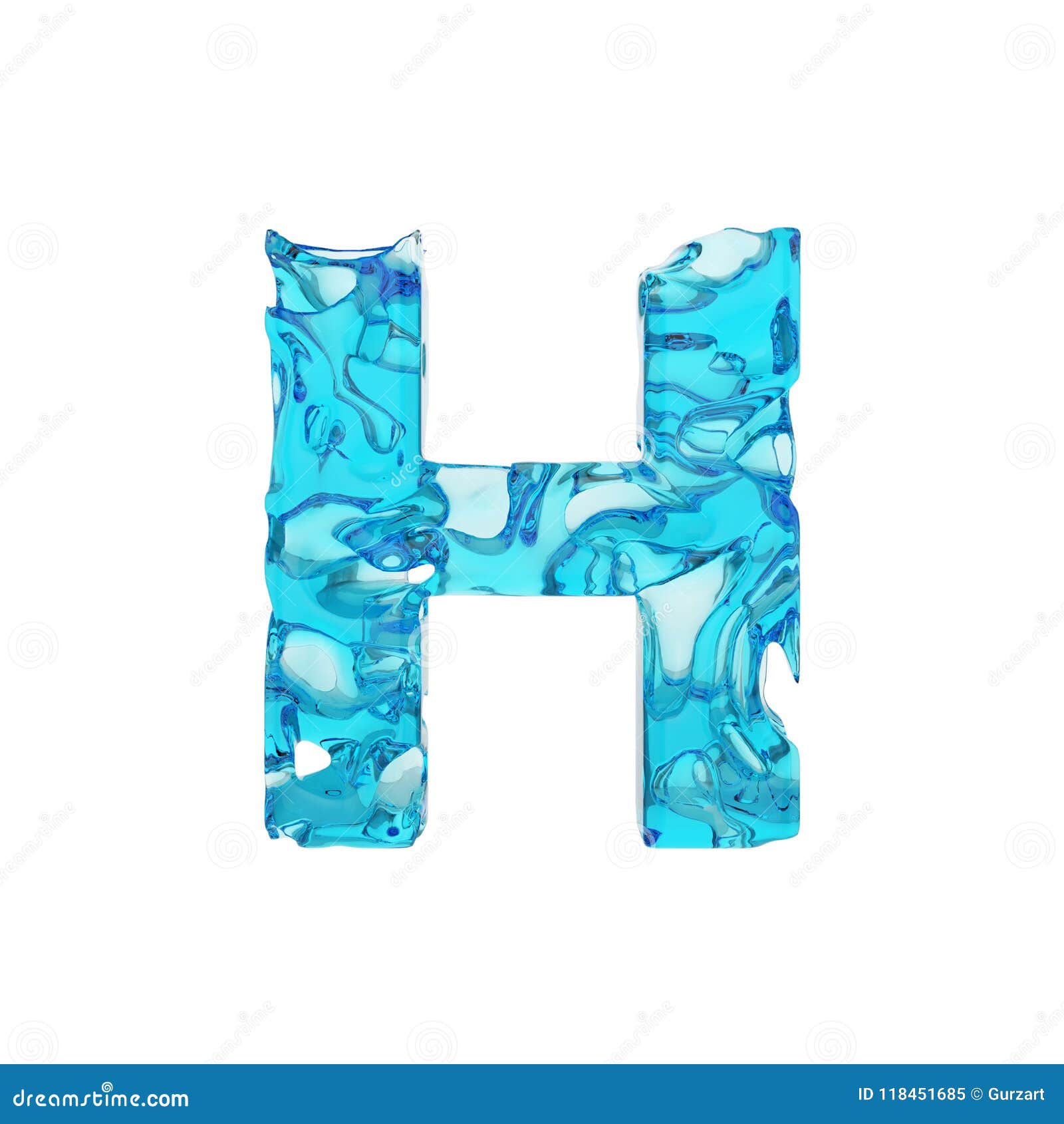 Alphabet Letter H Uppercase. Liquid Font Made of Fresh Blue Water. 3D ...