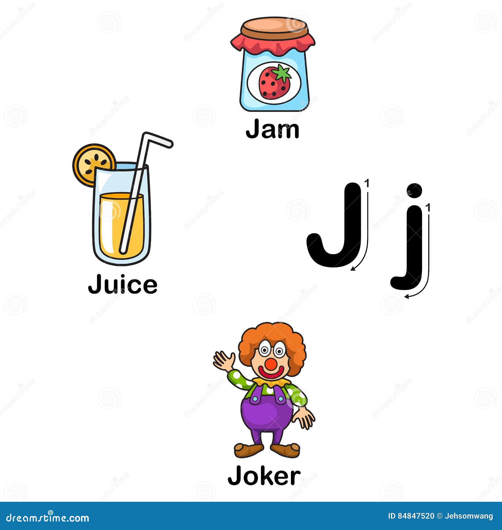 Alphabet Letter J-jam,juice,joker Illustration Stock Vector ...