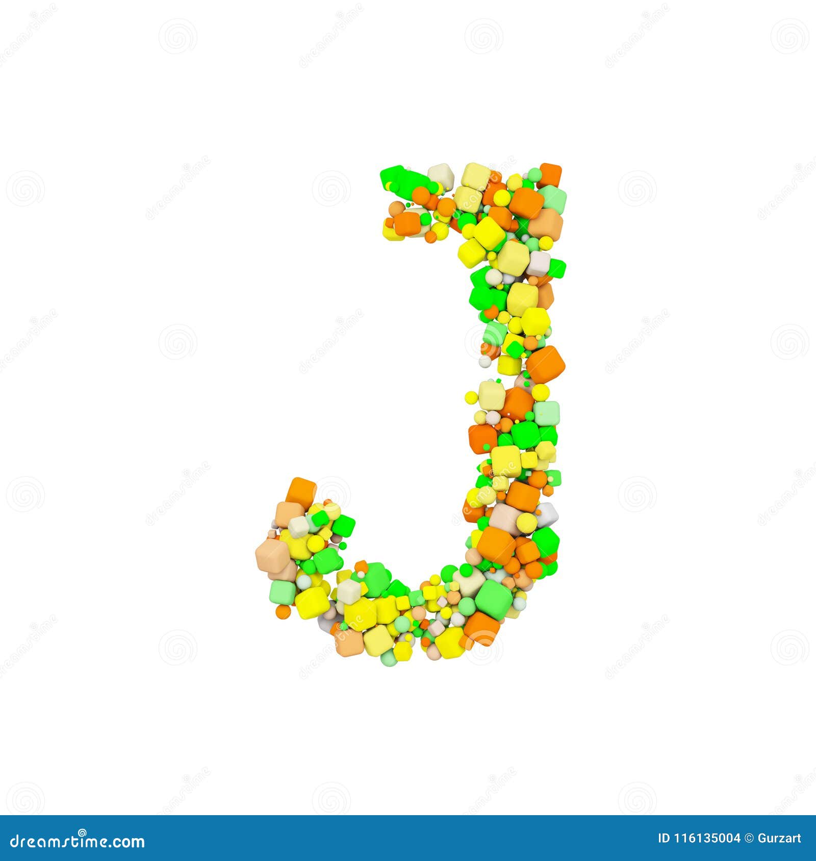 Alphabet Letter J Uppercase Funny Font Made Of Orange Green And
