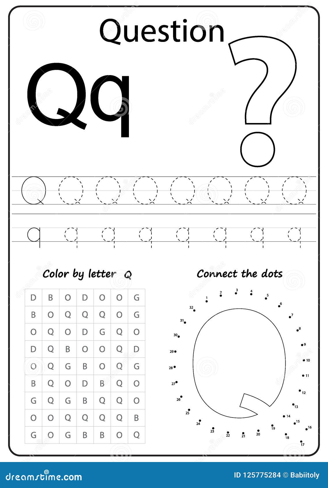 Writing Letter Q Worksheet Writing A Z Alphabet Exercises Game For Kids Stock Vector Illustration Of Letters Writing