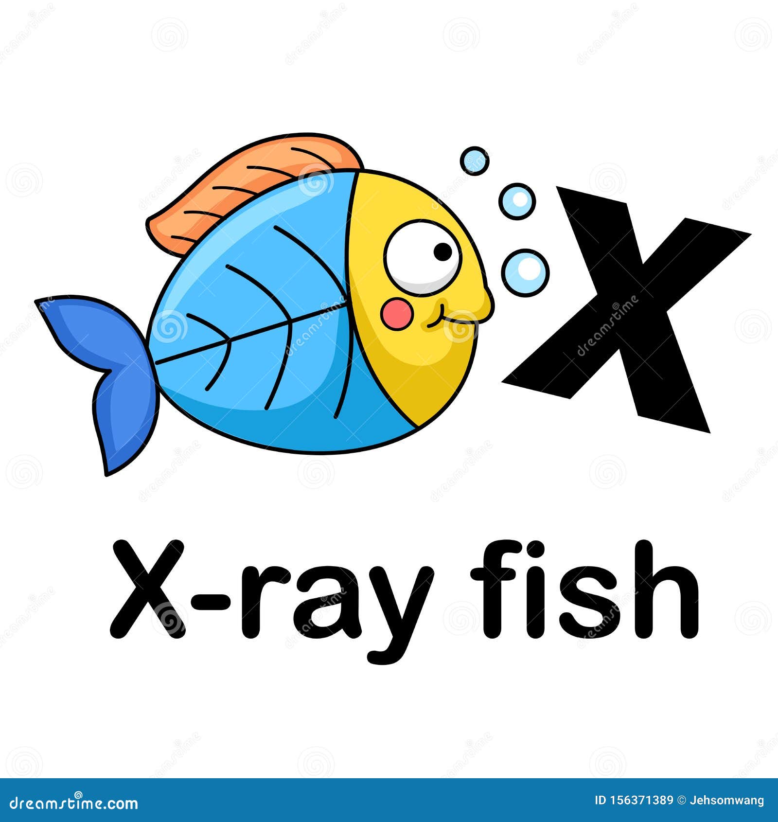 Alphabet Letter X-x Ray Fish Stock Vector - Illustration of activity, font:  156371389