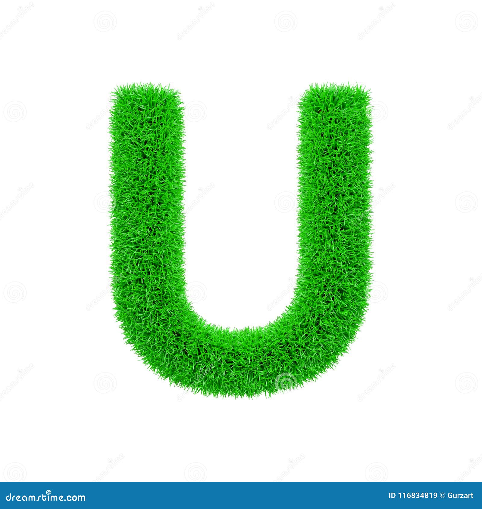 Alphabet Letter U Uppercase. Grassy Font Made of Fresh Green Grass. 3D ...