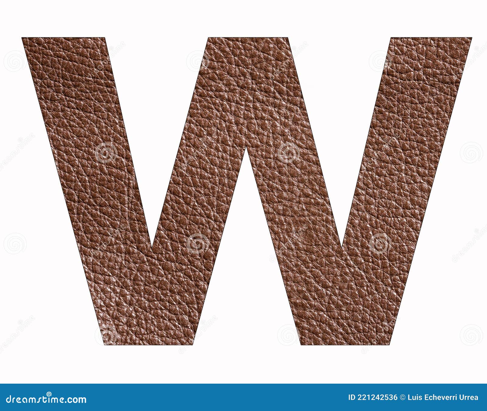 Alphabet Letter W - Brown Leather Texture Background Stock