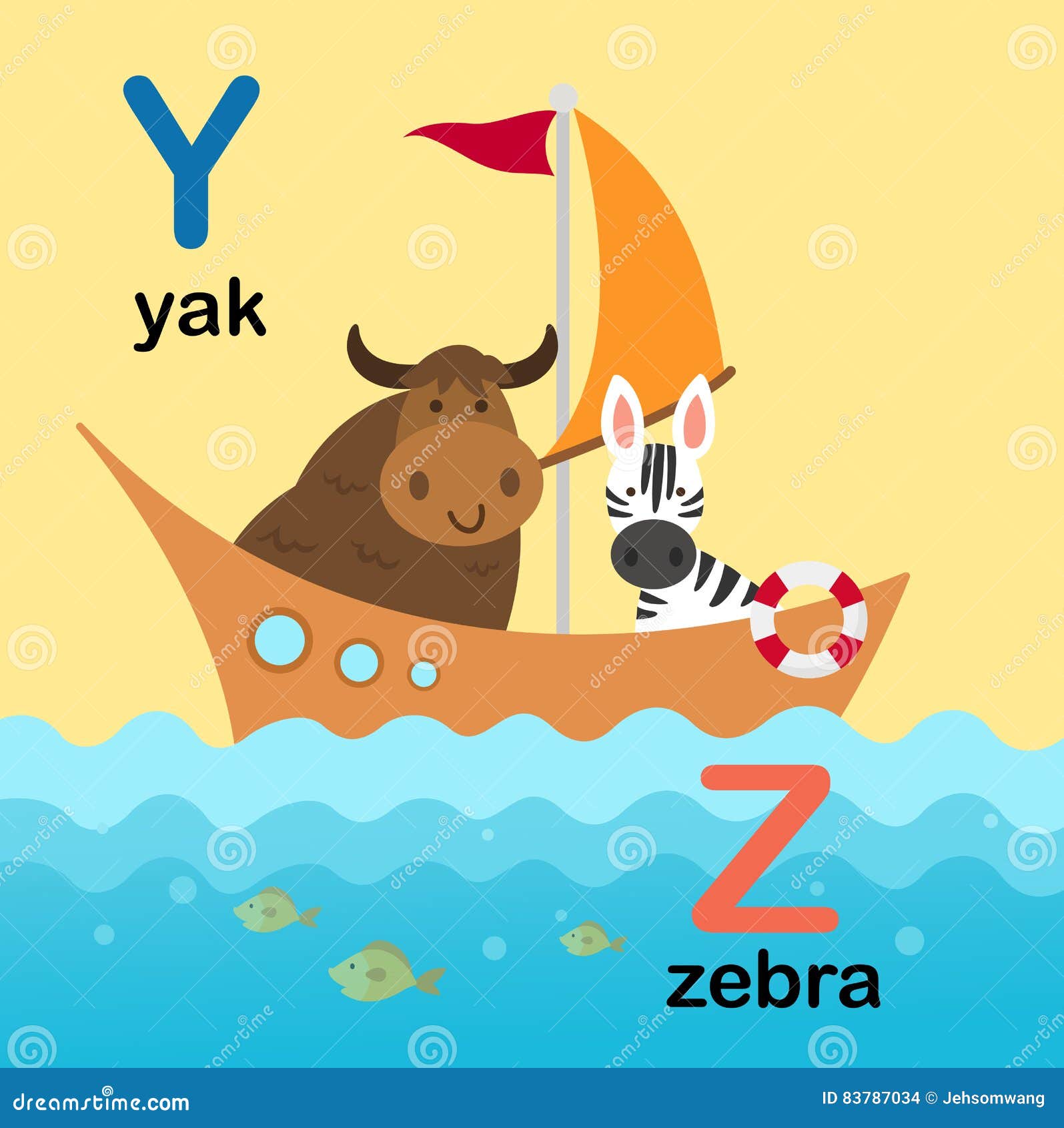 Alphabet Letter Y-yak,Z-zebra,illustration Stock Vector - Illustration