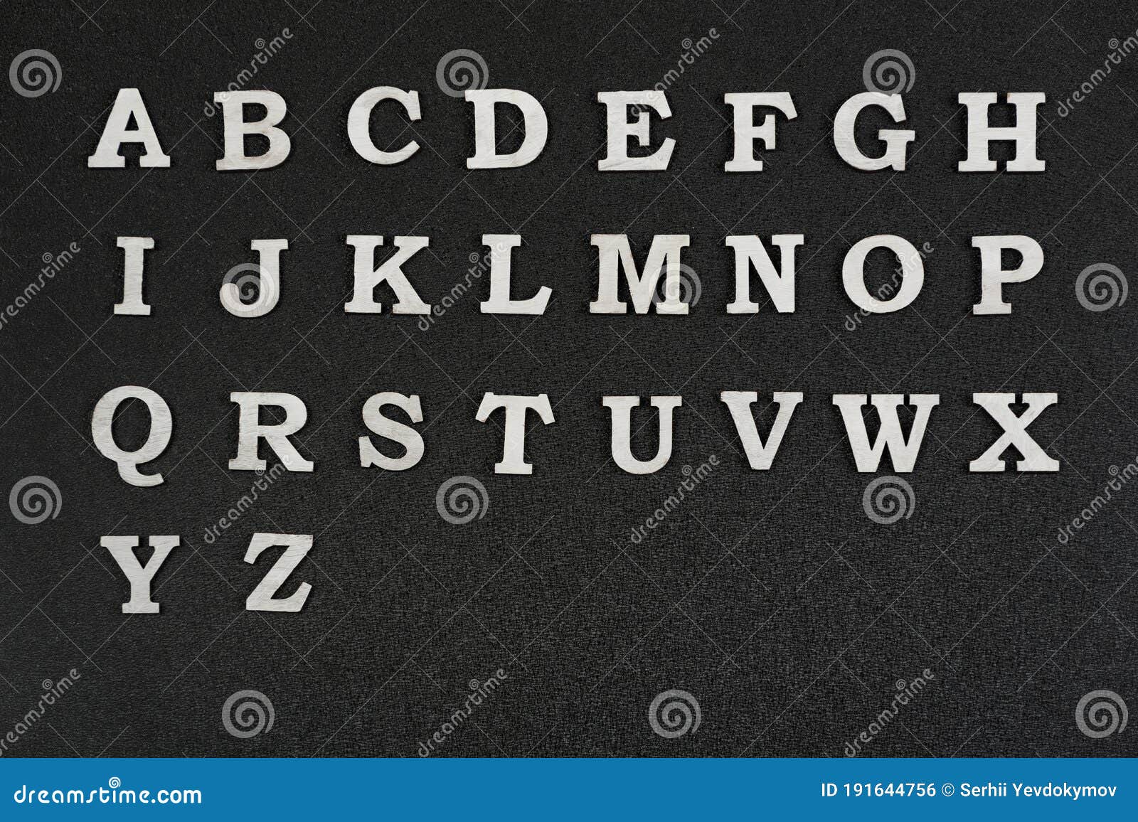 Alphabet Letters On Black Background Letters A Z In Alphabetical Order