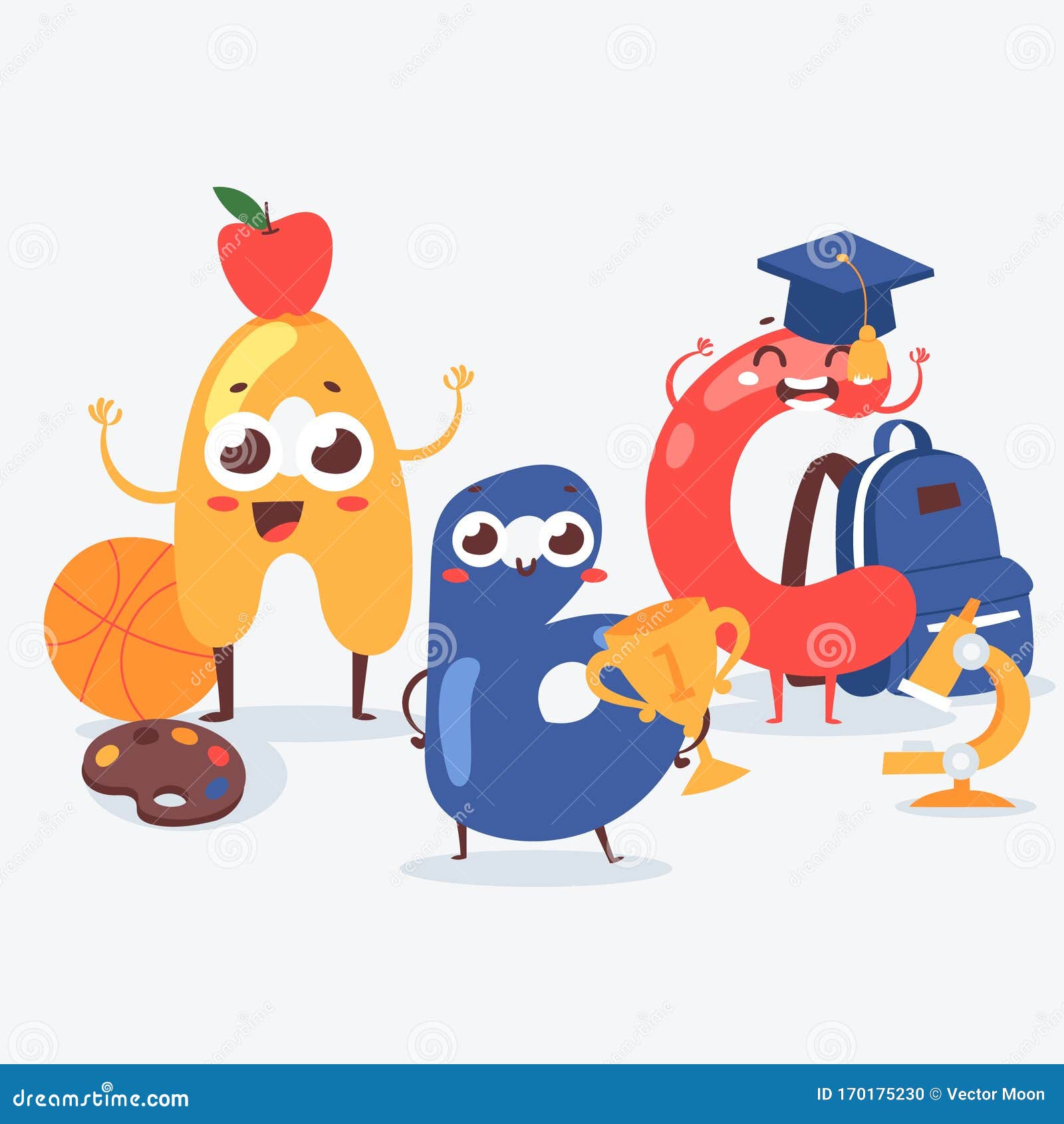 Alphabet Letters Funny Cartoon Characters, Vector Illustration. Education  for Children, Abc Book Cover Stock Vector - Illustration of learning,  lesson: 170175230
