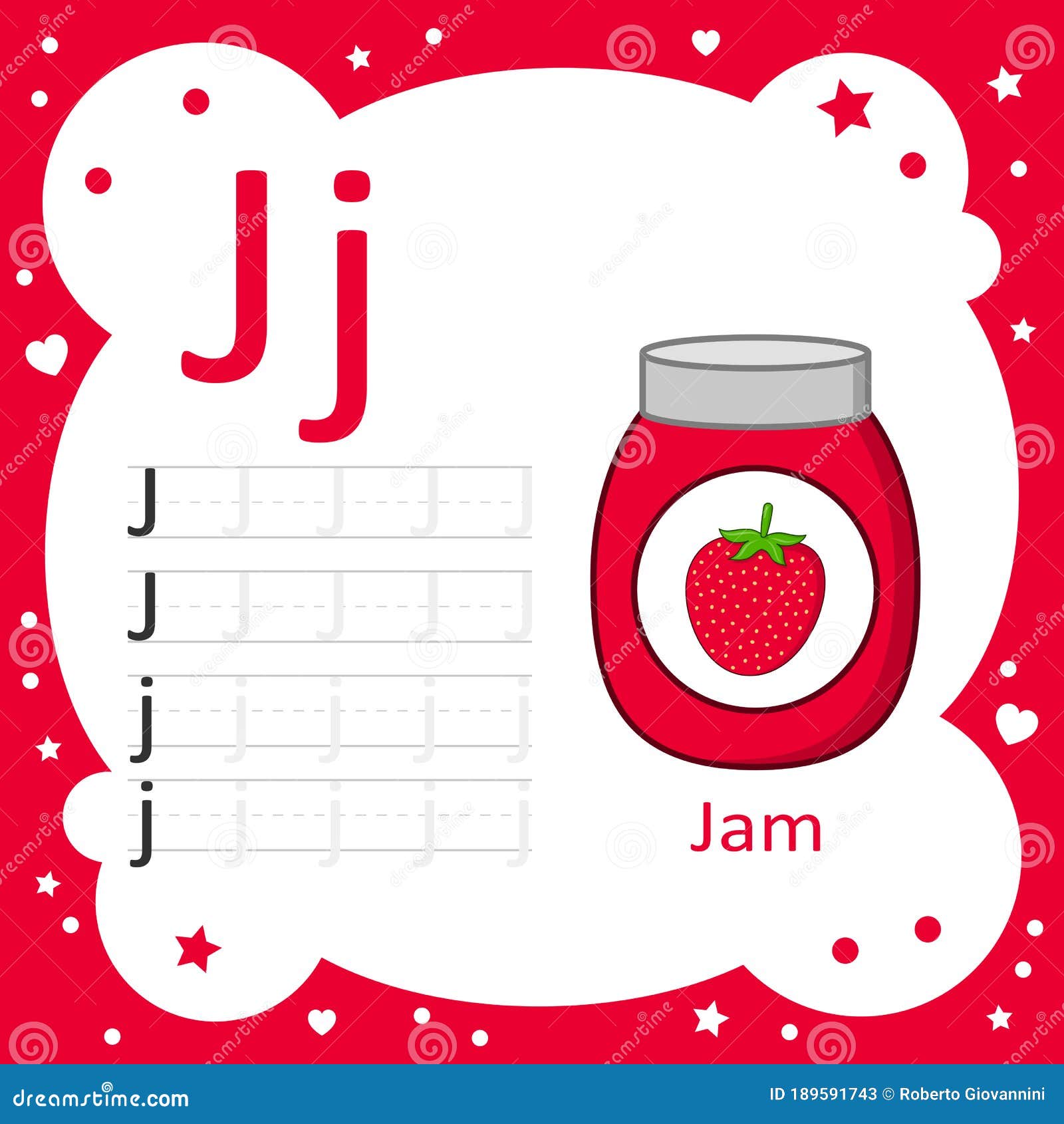 Learning Alphabet Tracing Letters - Jam Stock Vector - Illustration of
