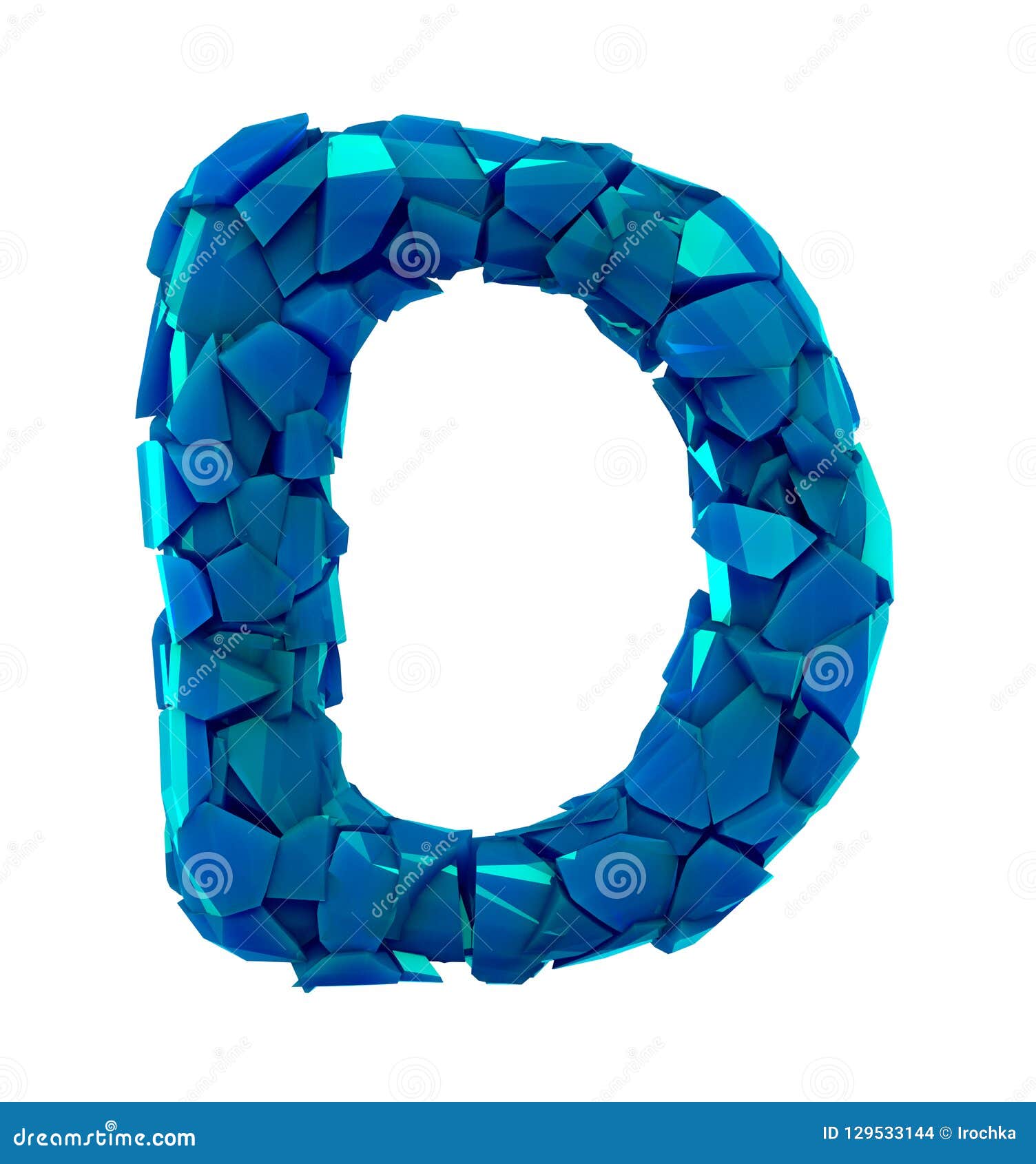 Alphabet Made of Plastic Shards Blue Color Isolated on White Background ...