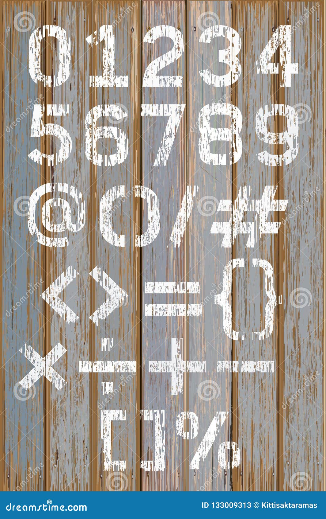 Alphabet Number White Color Paint On Wood Retro Color Background Stock