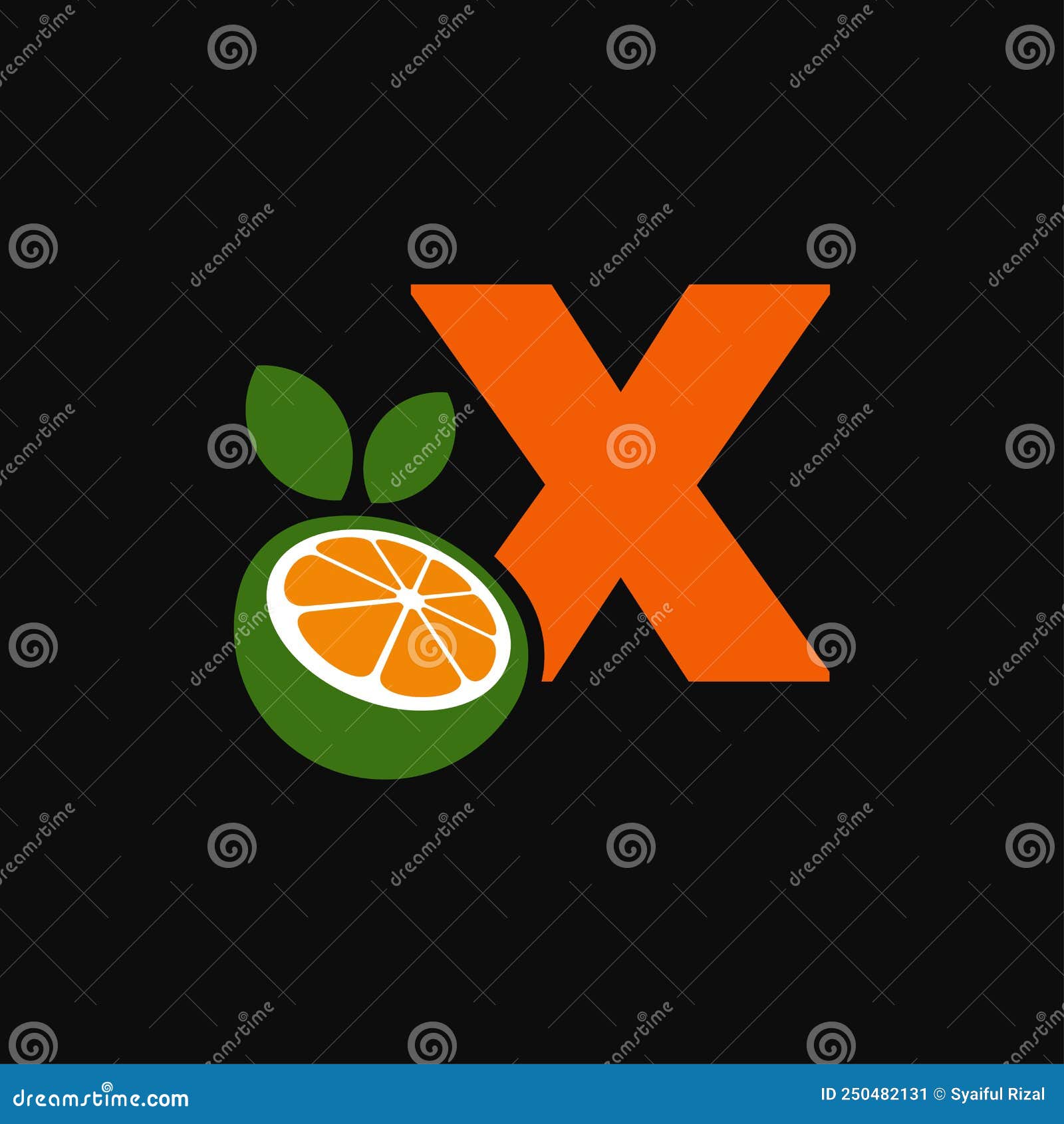 Orange and X Logo with Dark Background Stock Illustration