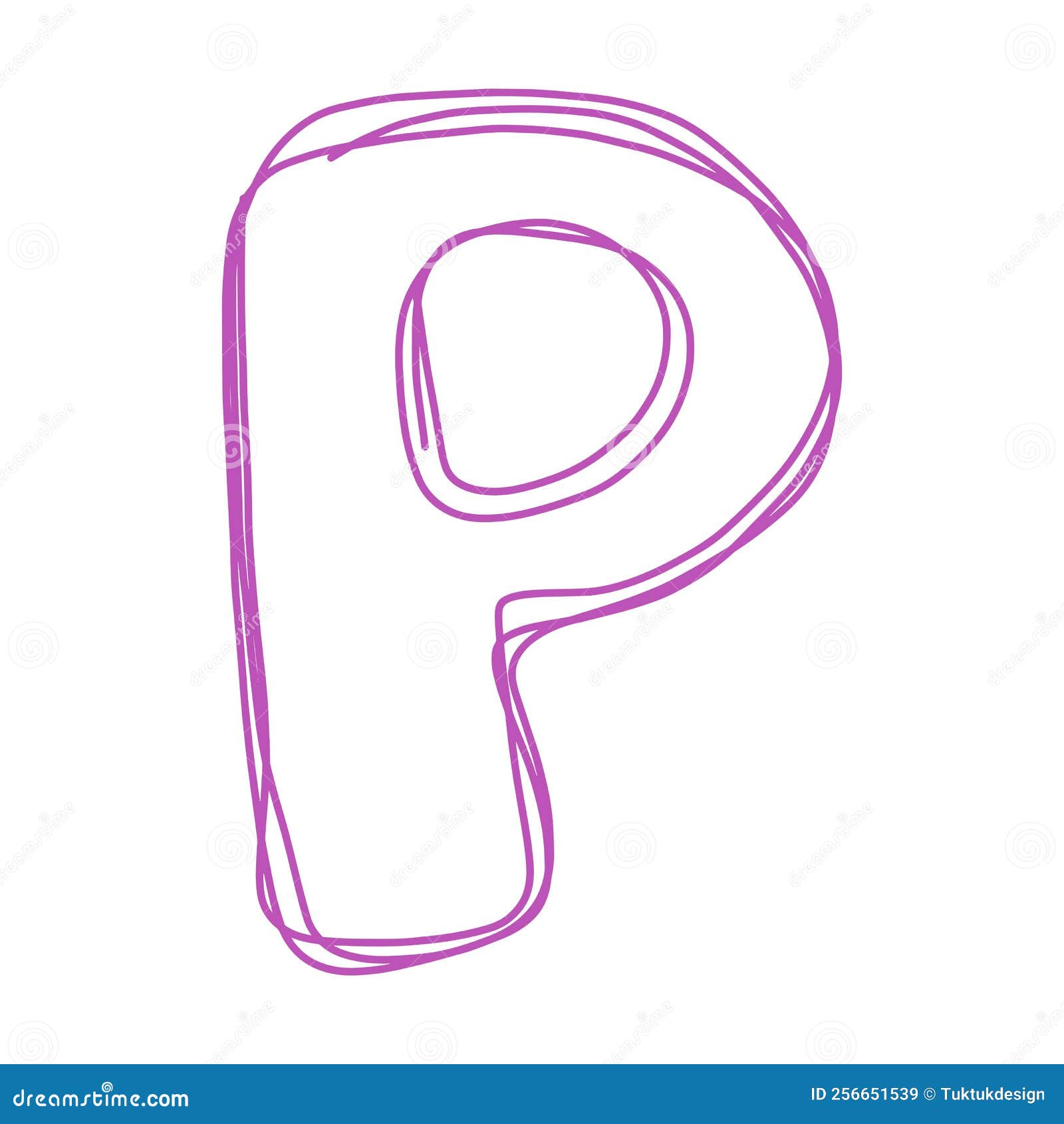 Alphabet P Letter Hand Drawn Outline Stroke Drawing Illustration ...