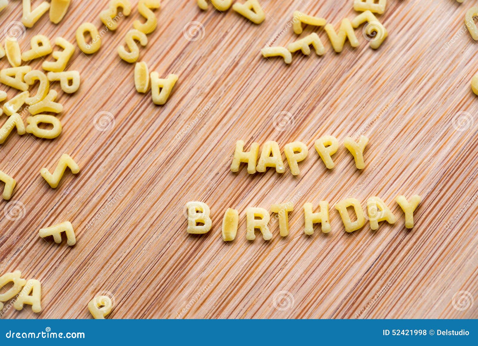 Alphabet Pasta Forming The Text Happy Birthday Stock Photo Image