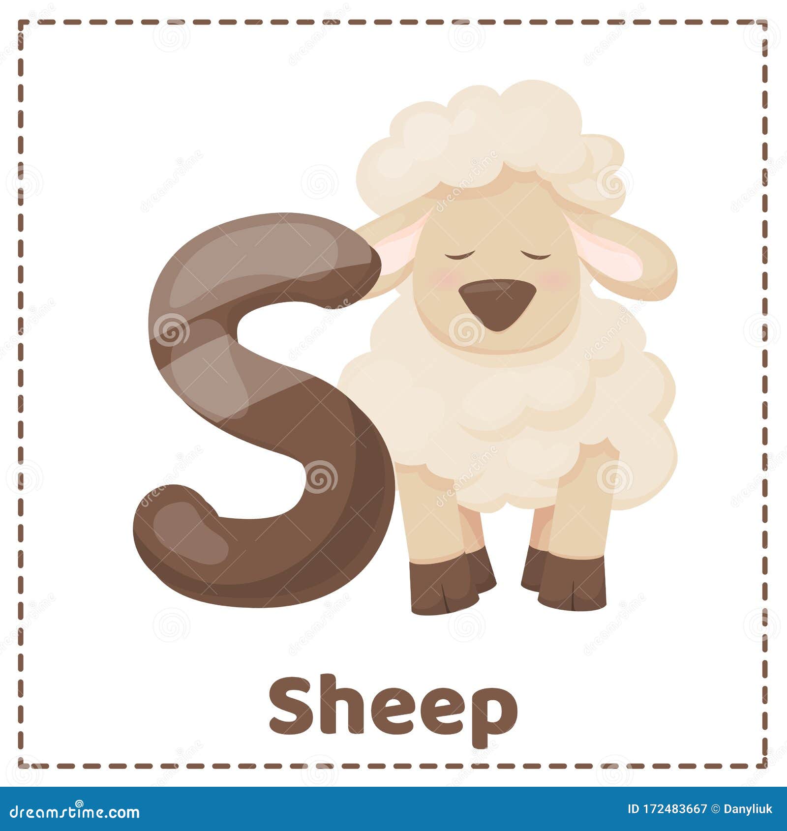 alphabet printable flashcards with letter s stock illustration