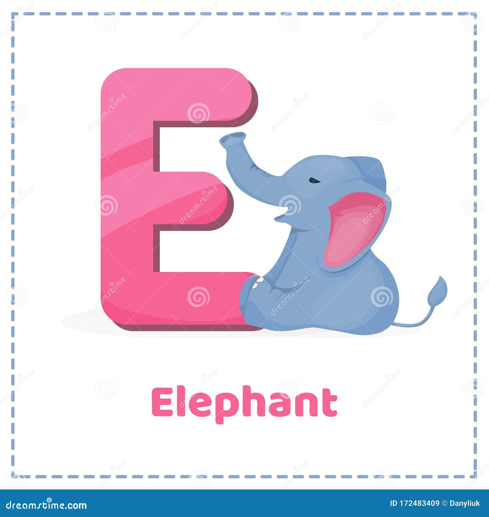 Alphabet Printable Flashcards Vector With Letter E Stock Vector