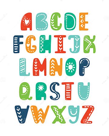Alphabet in Scandinavian Style. Funny Cartoon Letters Stock Vector ...
