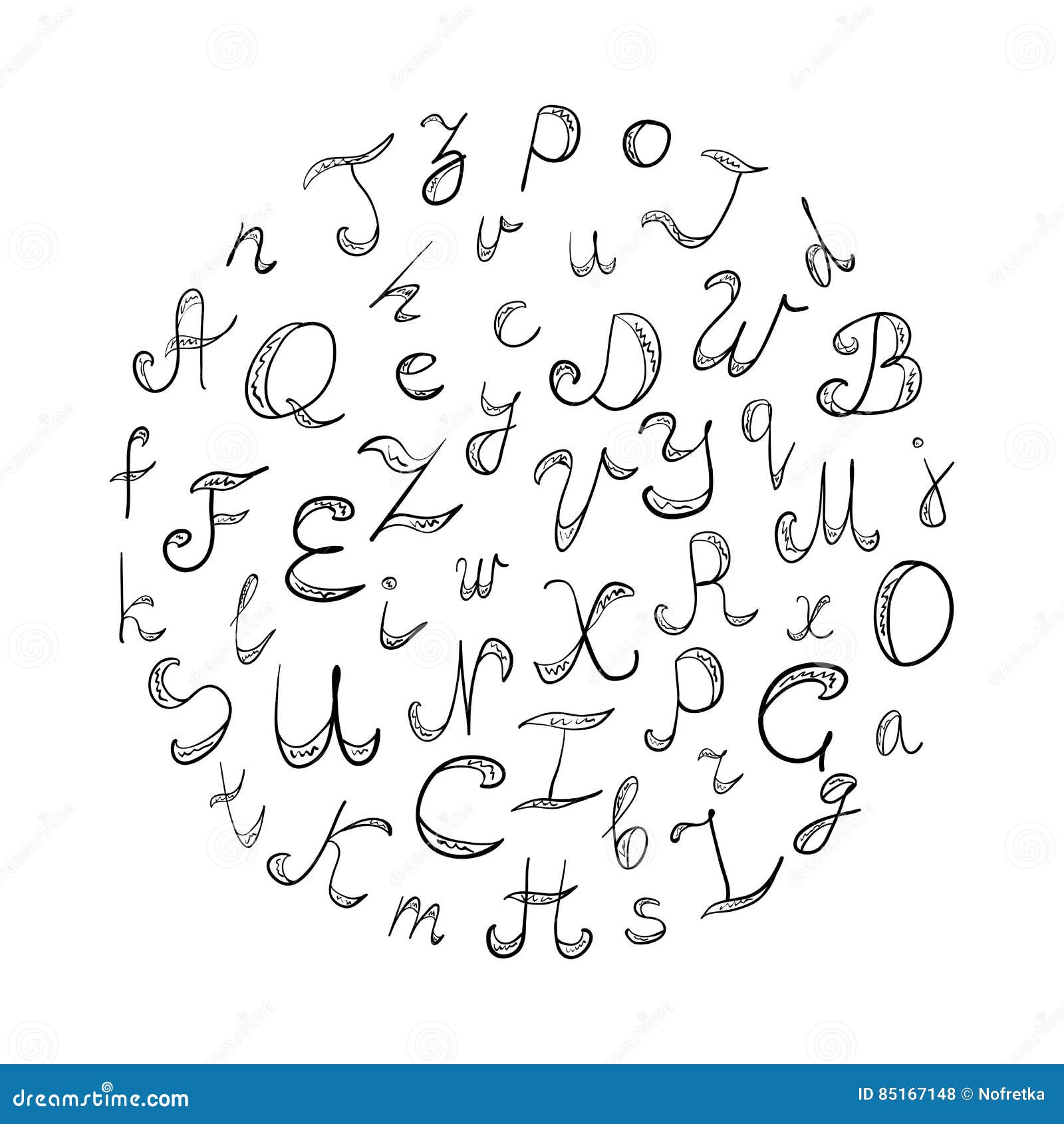 Hand Drawn Doodle Font. Children Drawings Of Black Scribble Alphabet ...