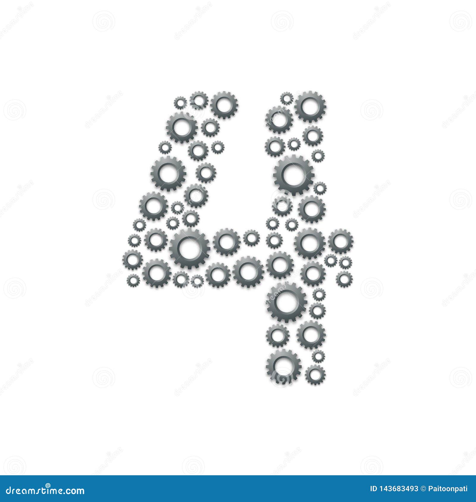 Alphabet Set Letter Number Four Or 4 Engineering Gear Pattern Teamwork System Concept Design Illustration Isolated On White Stock Vector Illustration Of Drive Mechanism 143683493