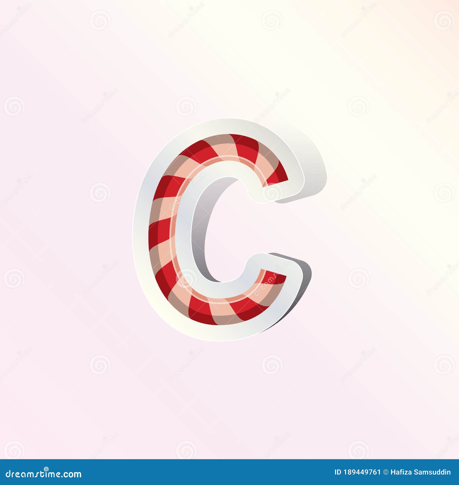 Alphabet Small Letter C in Candy Cane Design. Vector Illustration ...