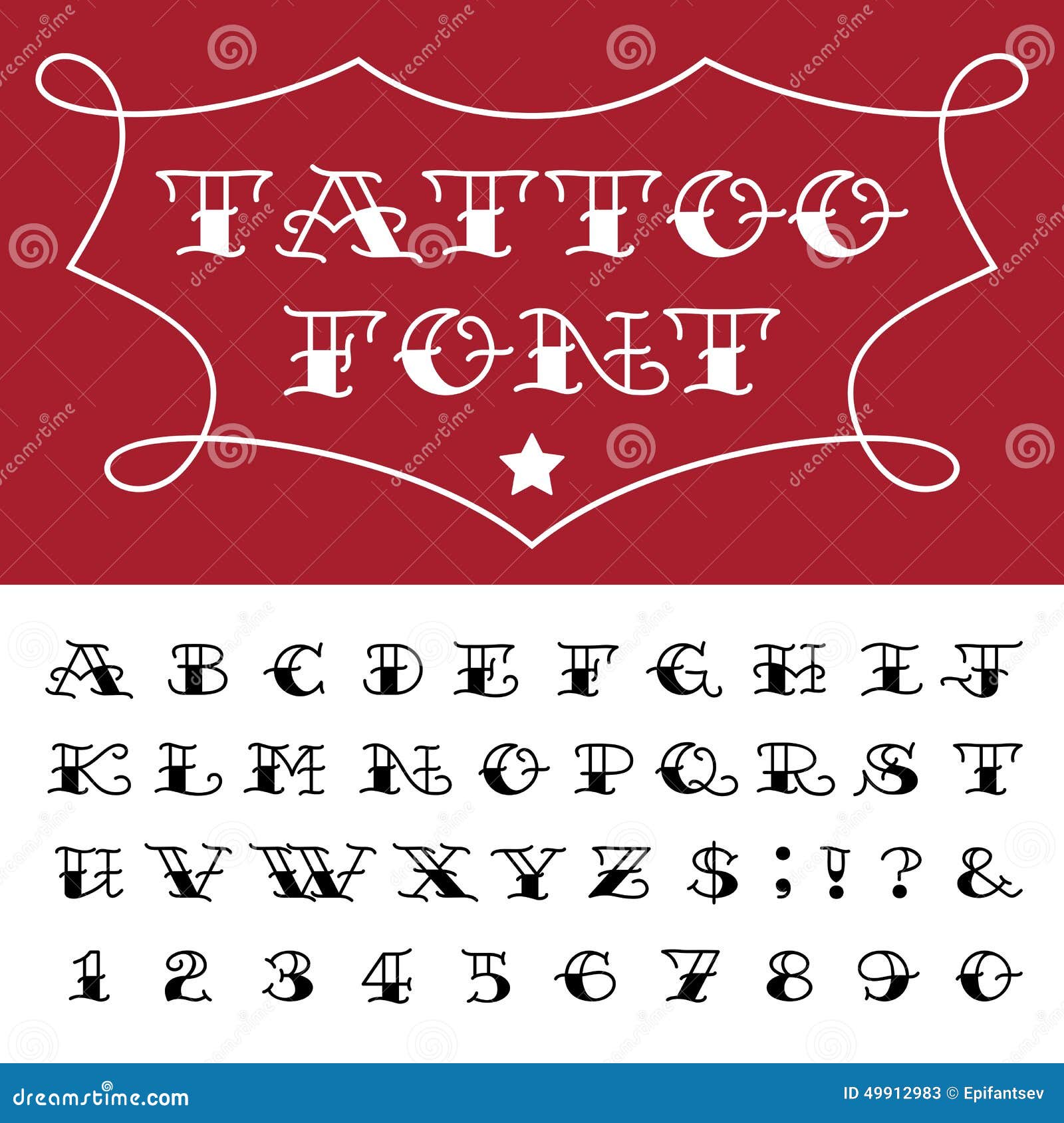 Alphabet - Tattoo Vector Font. Stock Vector - Illustration of line, marks:  49912983