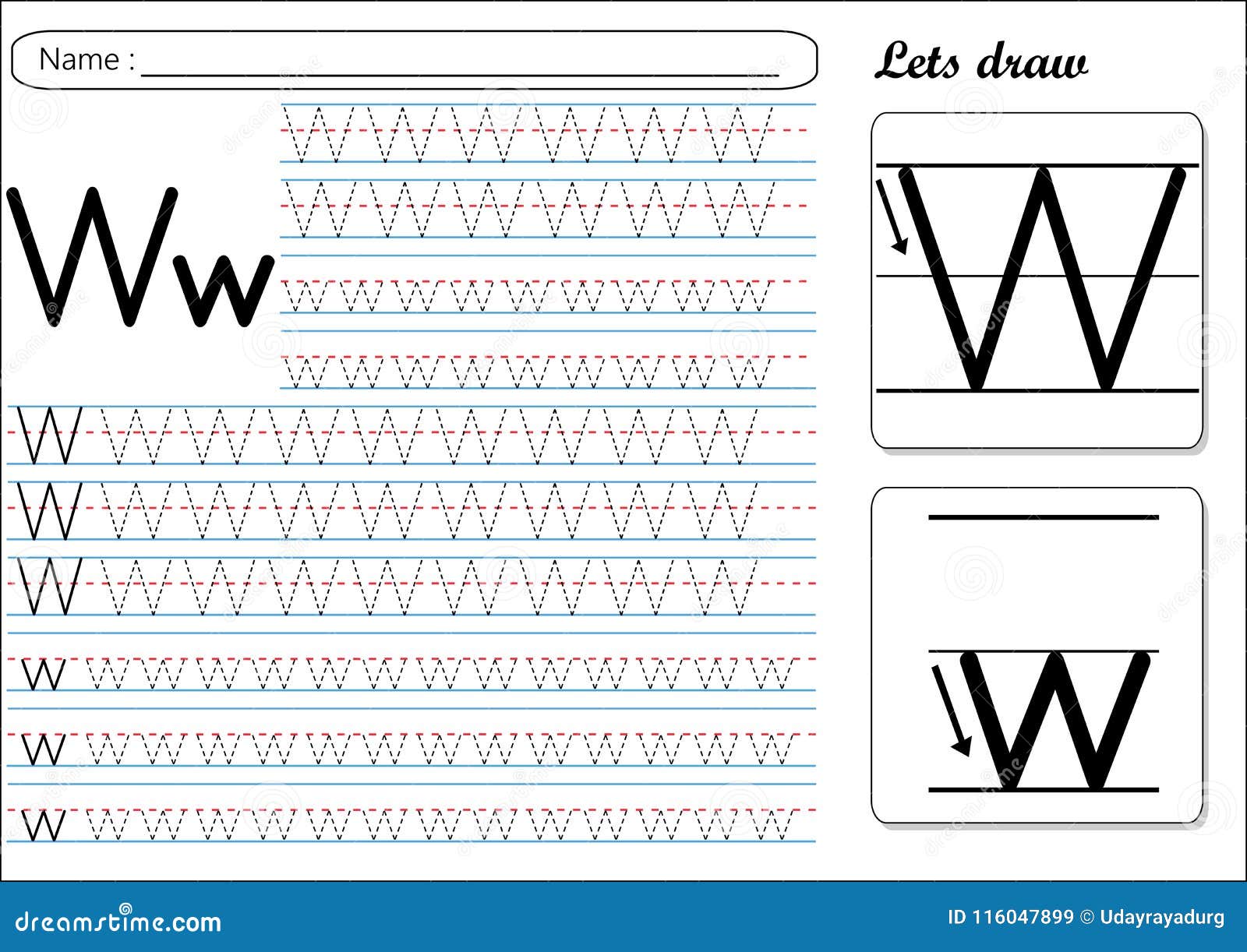 Tracing Worksheet -Ww stock vector. Illustration of practice - 116047899 Tracing Worksheet -Ww Stock Vector. Illustration Of Practice - 116047899