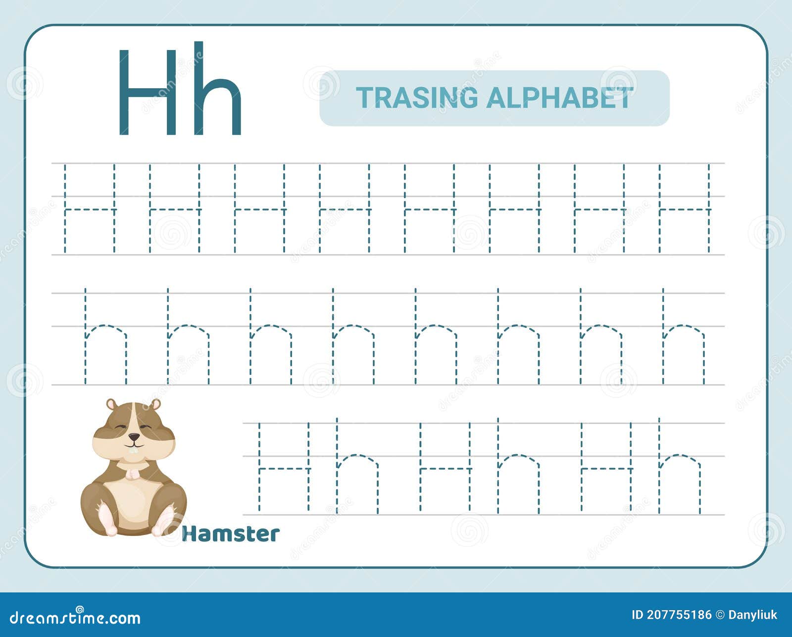 alphabet tracing practice letter h tracing practice worksheet learning alphabet activity page stock illustration illustration of animal children 207755186