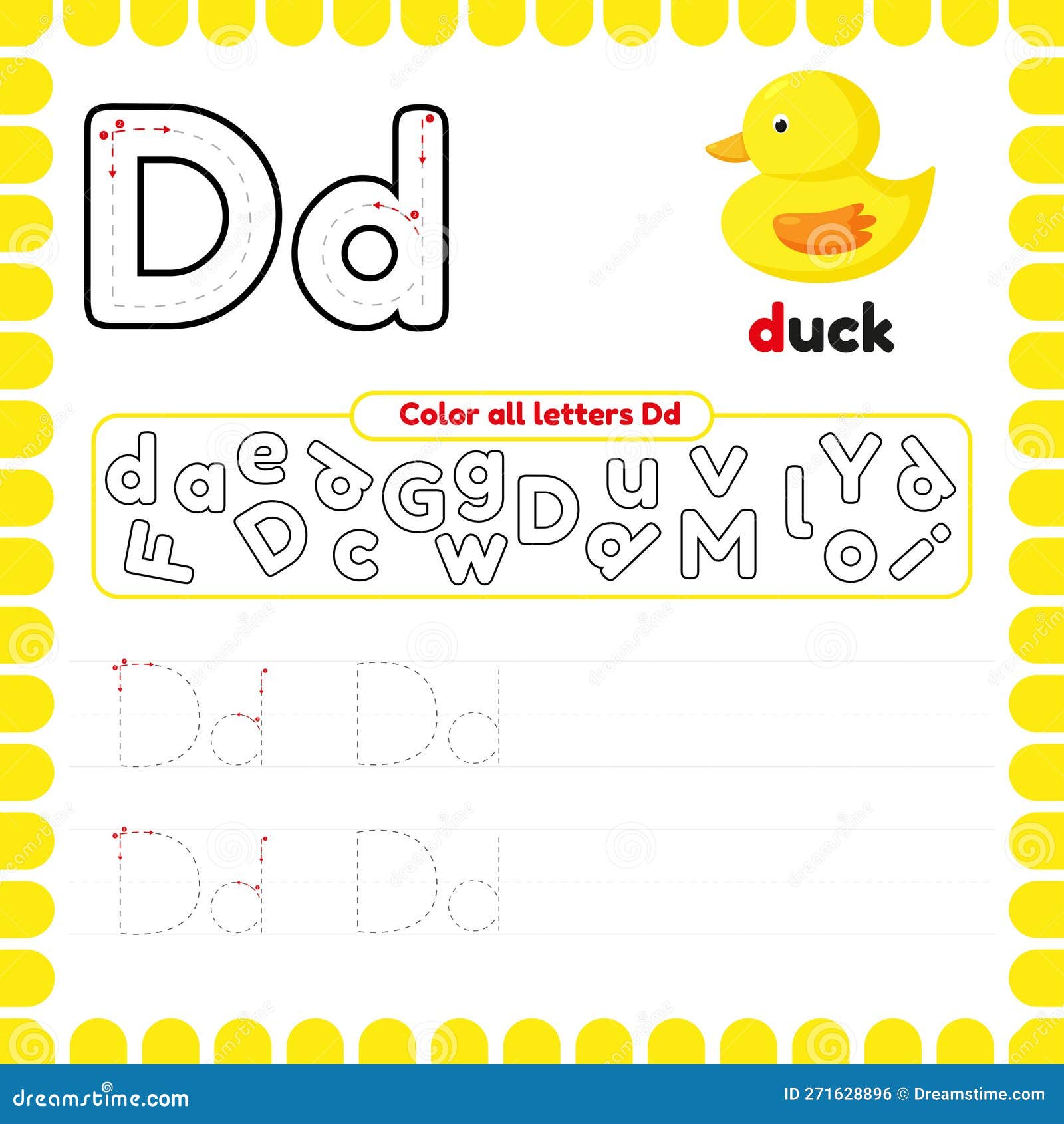 Alphabet Tracing Worksheet with Letters. Writing Practice Letter D ...