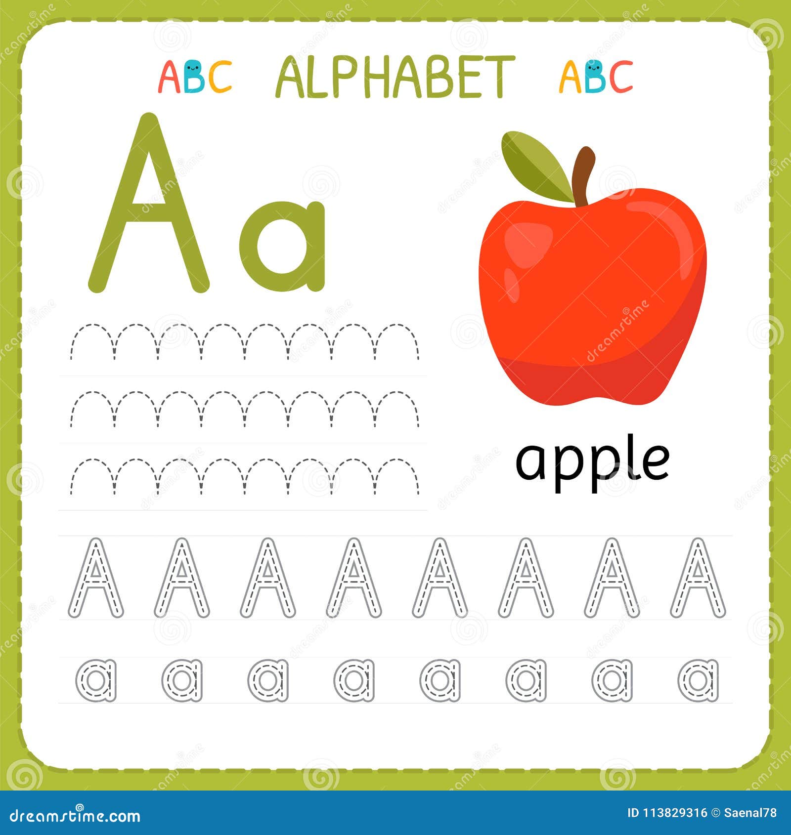 Alphabet Tracing Worksheet For Preschool And Kindergarten Writing Practice Letter A Exercises For Kids Stock Vector Illustration Of Alphabet Activity