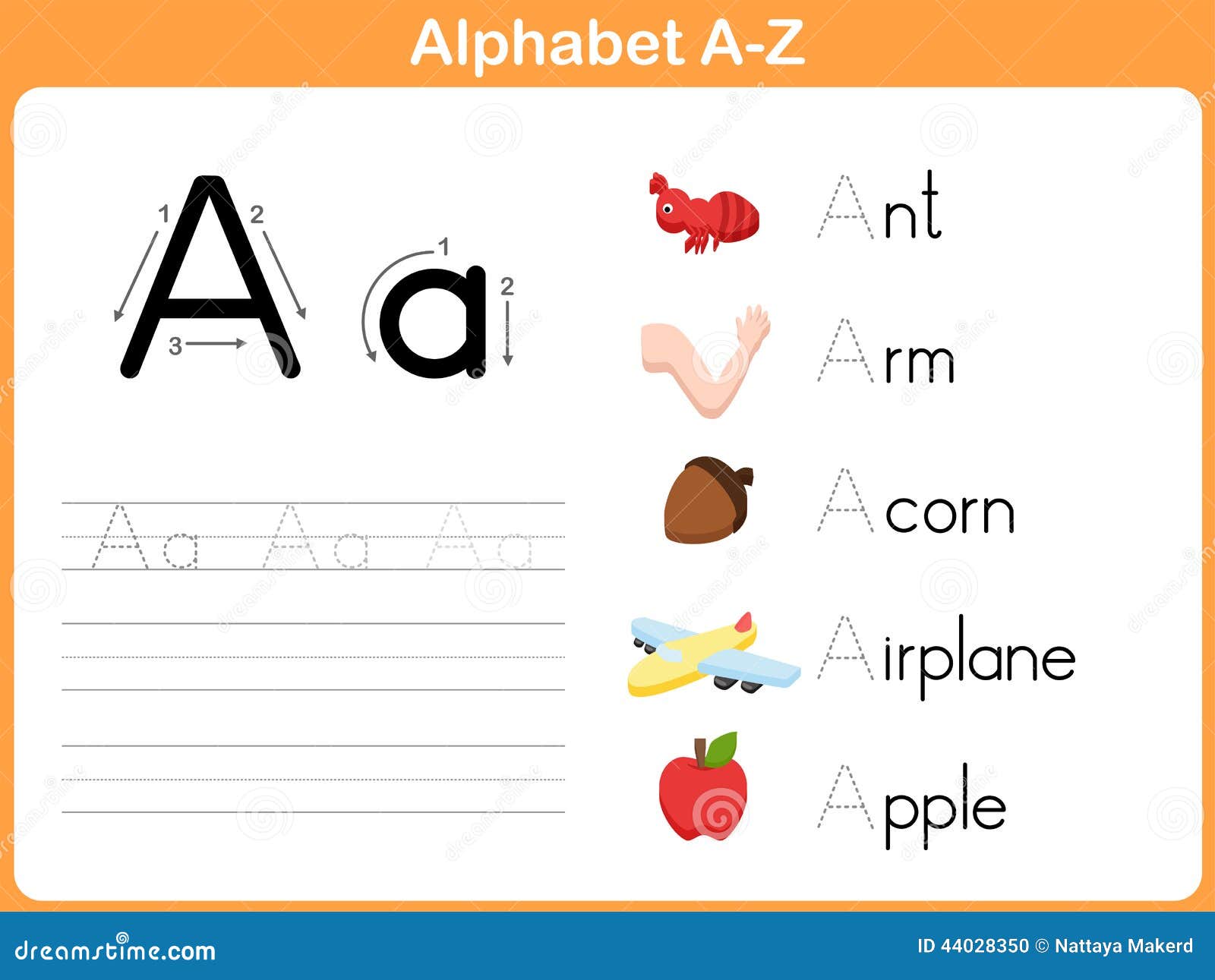 Alphabet Tracing Worksheet stock vector. Illustration of