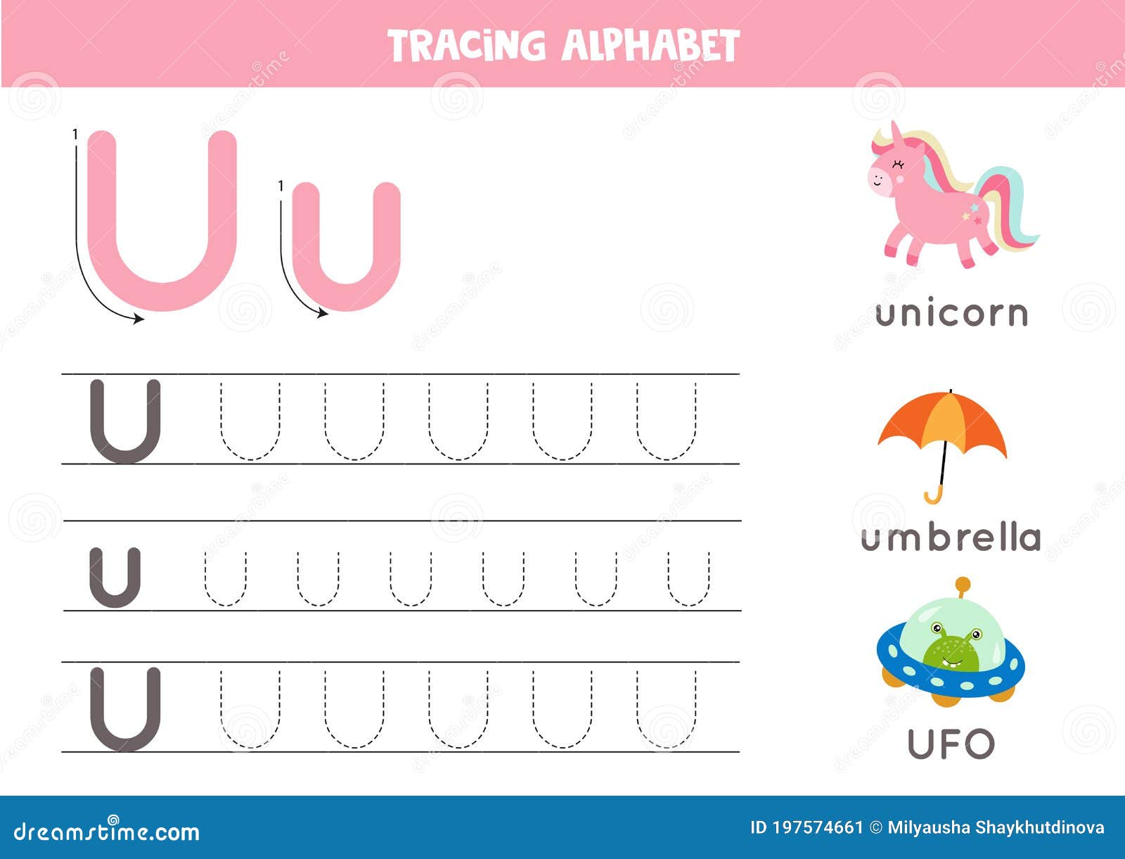Tracing Alphabet Letter U with Cute Cartoon Pictures. Stock Vector - Illustration of animal, page: 197574661 Tracing Alphabet Letter U with Cute Cartoon Pictures. Stock Vector - Illustration of animal, page: 197574661