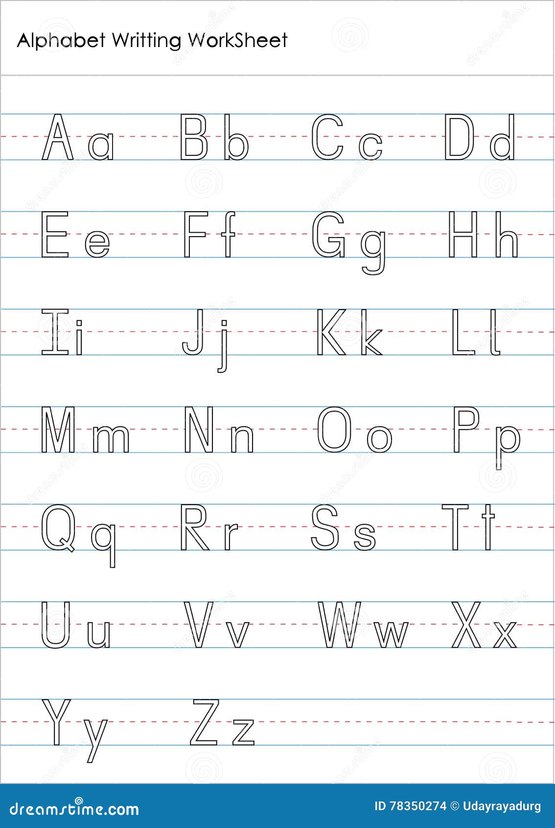 Alphabet Writing Practice Worksheet Stock Illustration ...