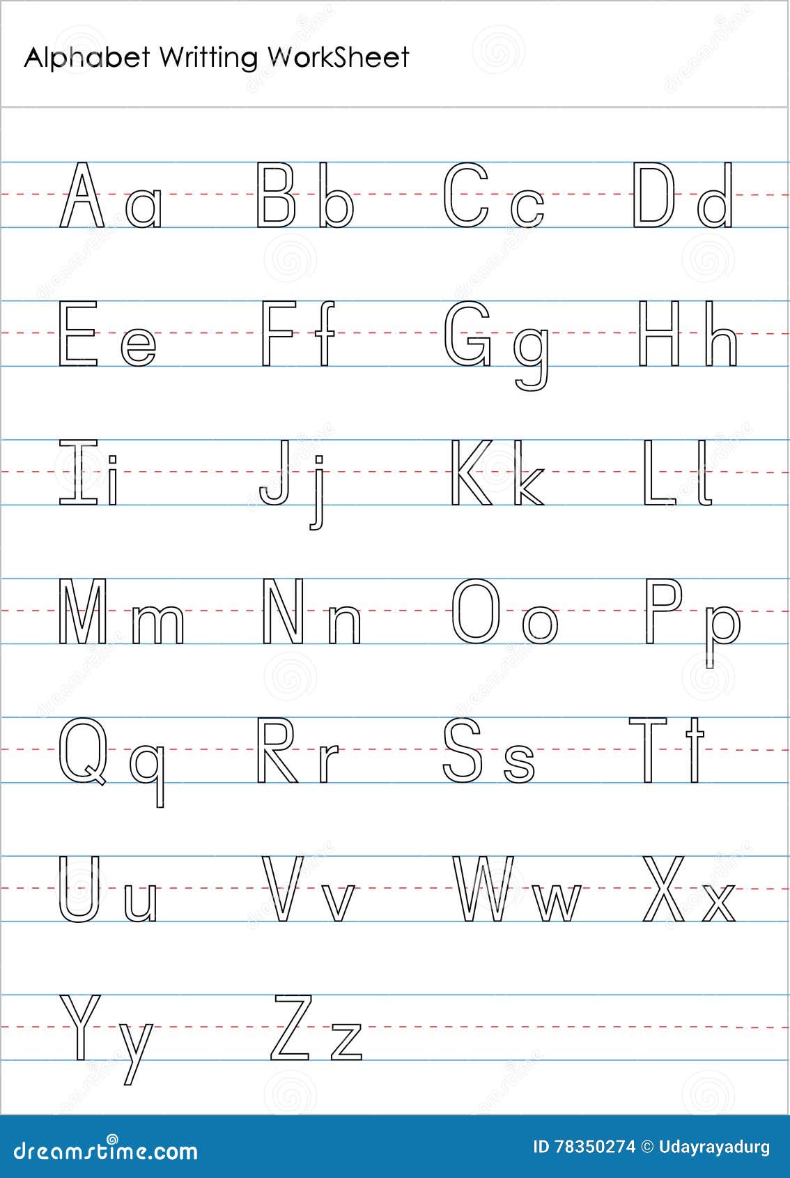 Alphabet Writing Practice Worksheet Stock Illustration