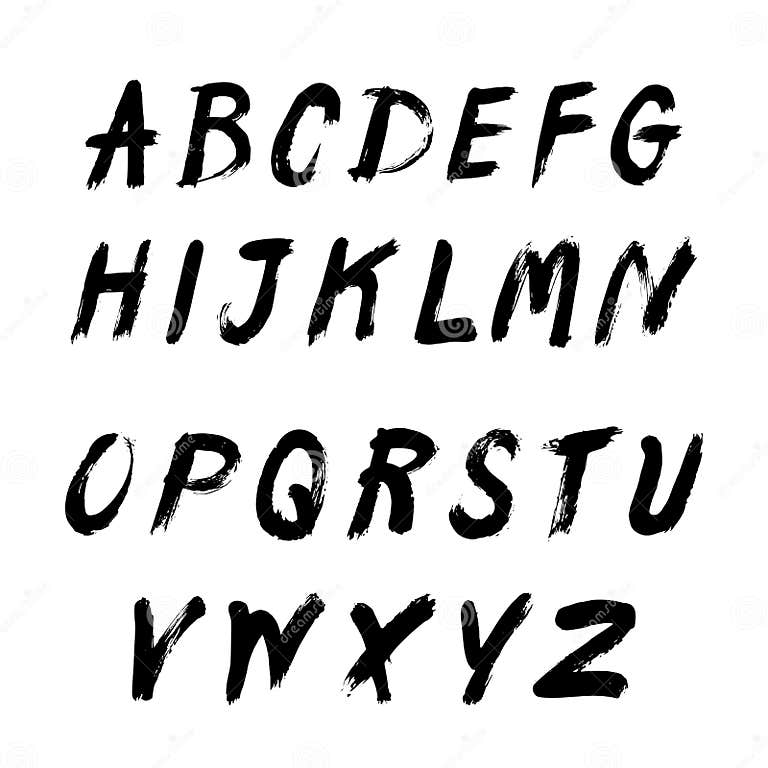 Alphabet Written with a Brush Stock Vector - Illustration of design ...