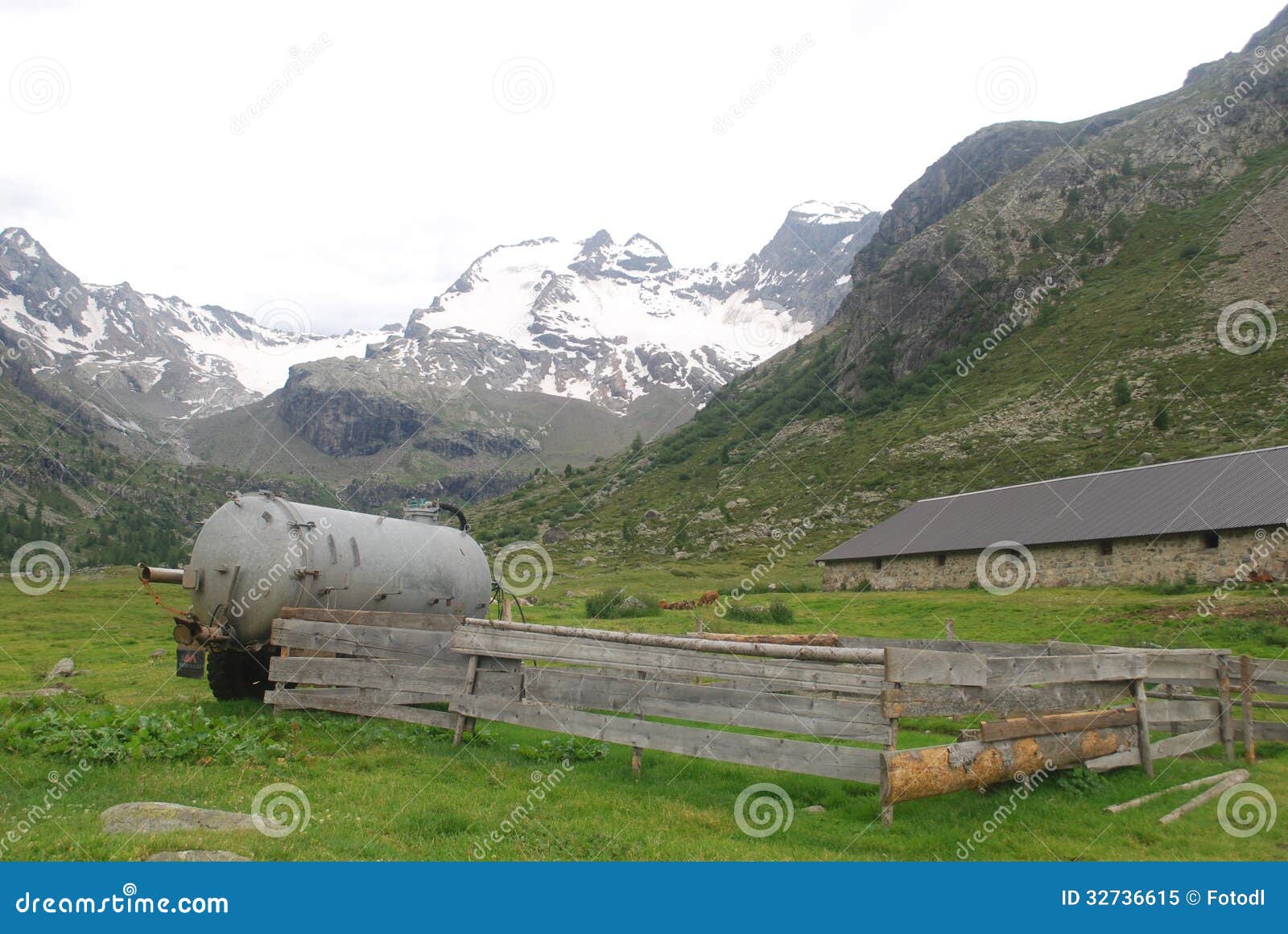 Alpine farm stock image. Image of meadow, alpine, glacier 32736615
