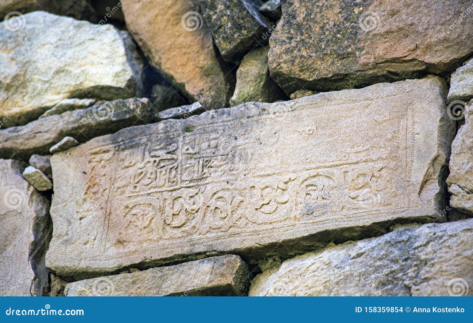ancient petroglyphs preserved on the walls of the mosque of old kahib in dagestan