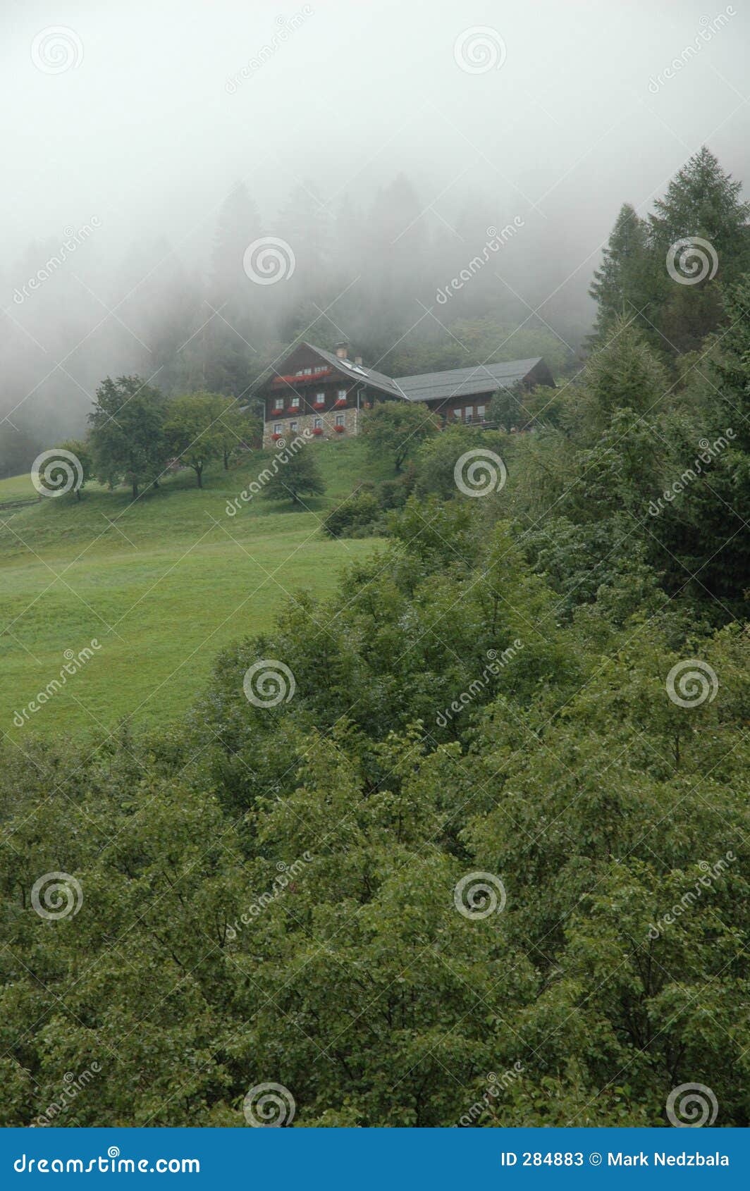 Alpine hill house stock image. Image of window, wood, forest 284883