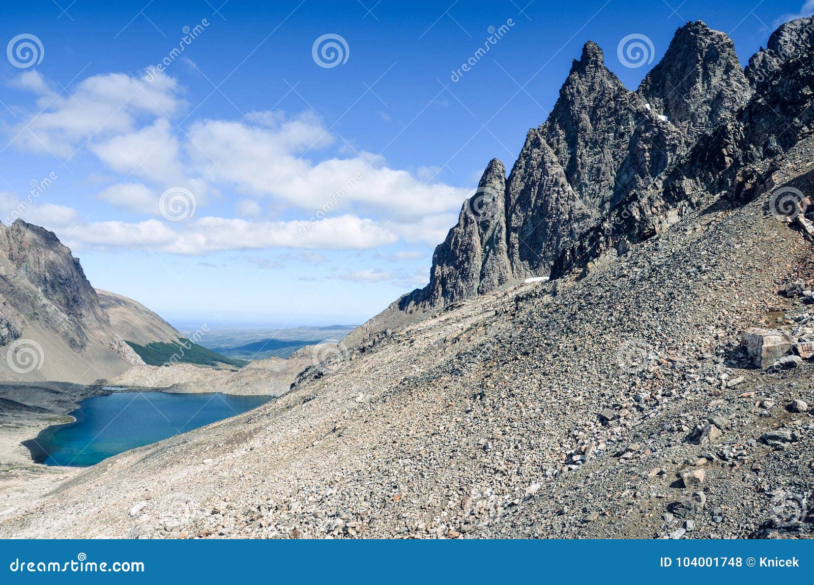 alpine lake in dientes de navarino in chile, patagonia