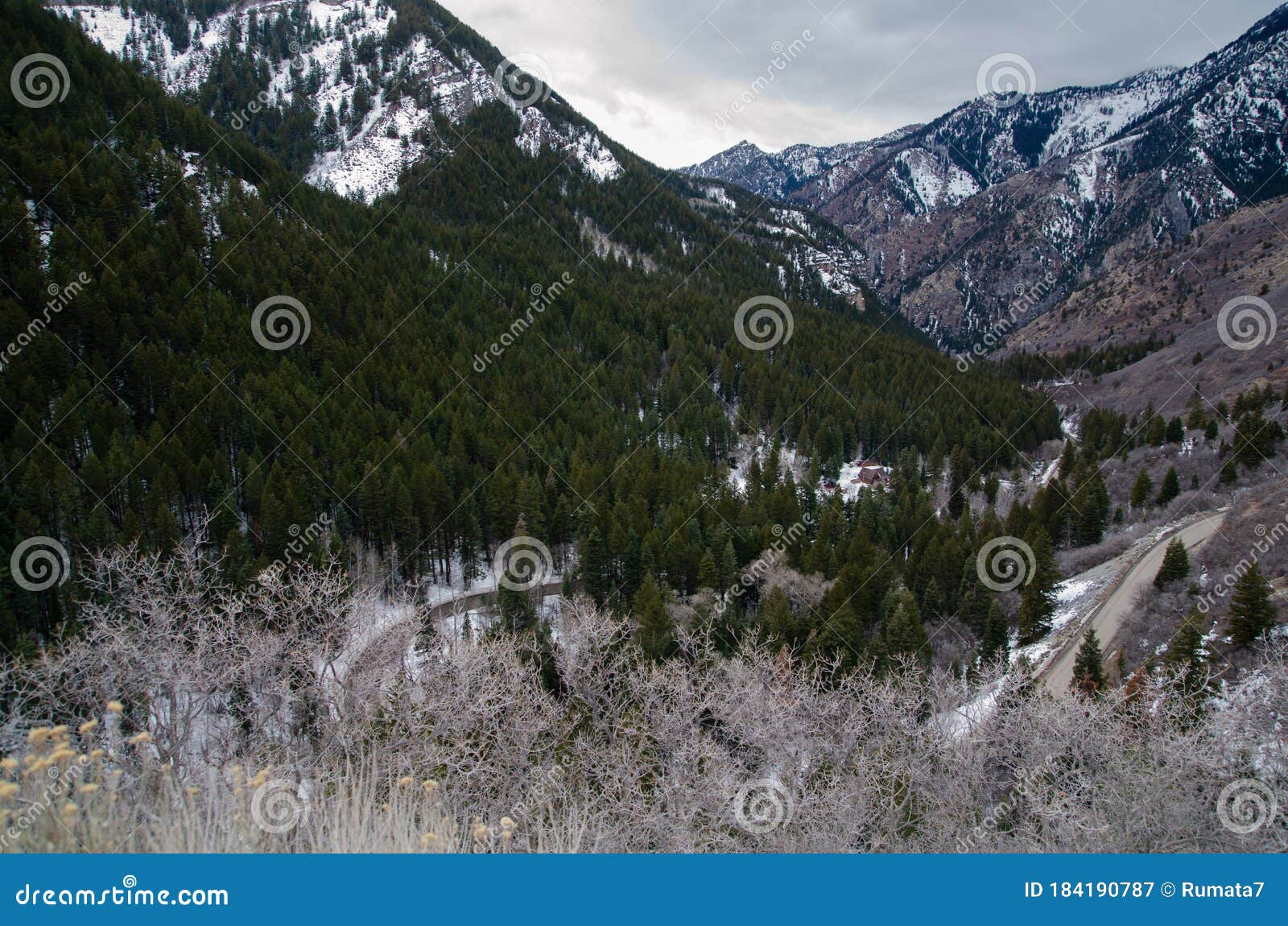 alpine loop scenic drive at american fork canyon in the winter time. utah. us