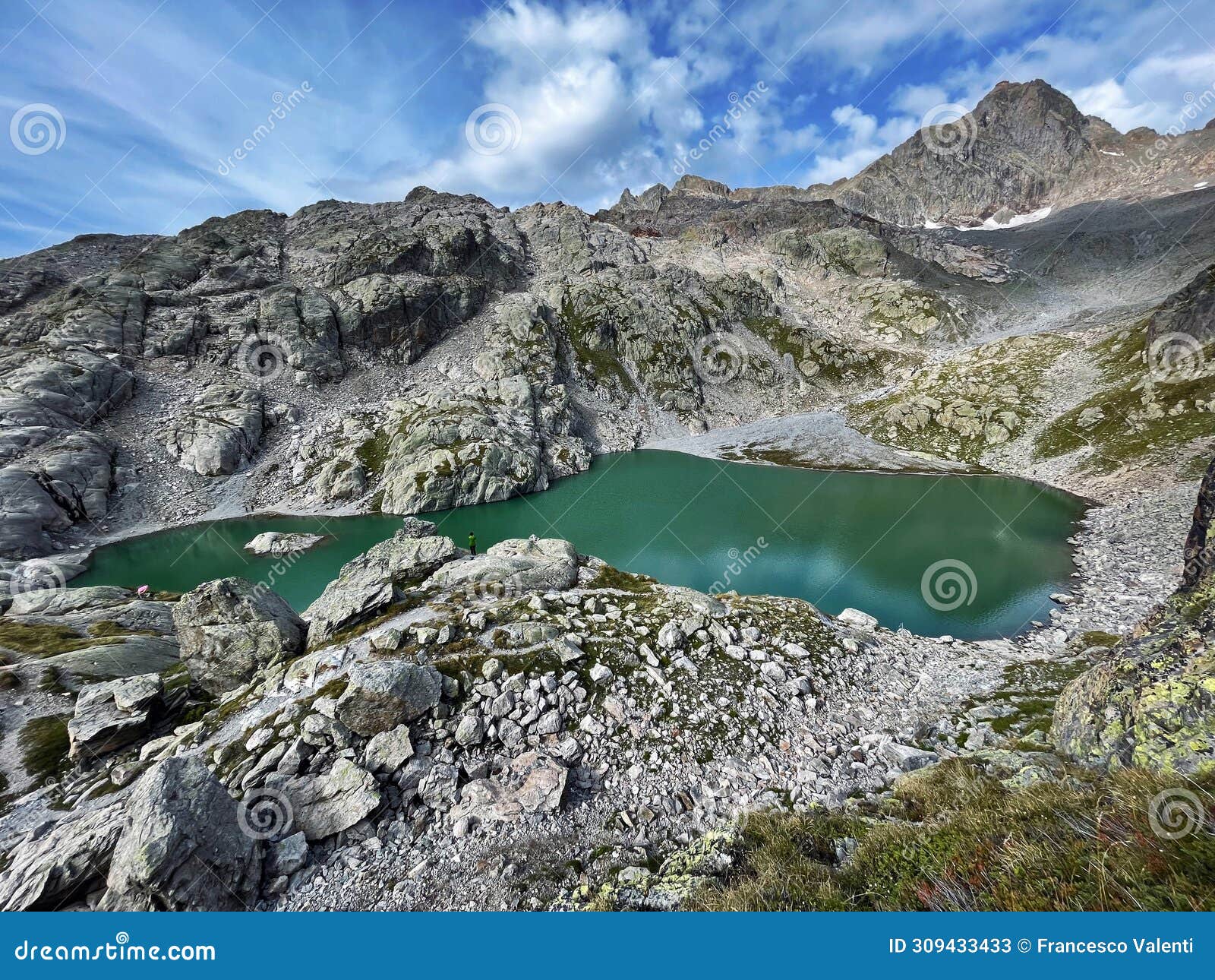 alpine oasis: mountain trail by lac blanc in grand balcon, chamonix, france