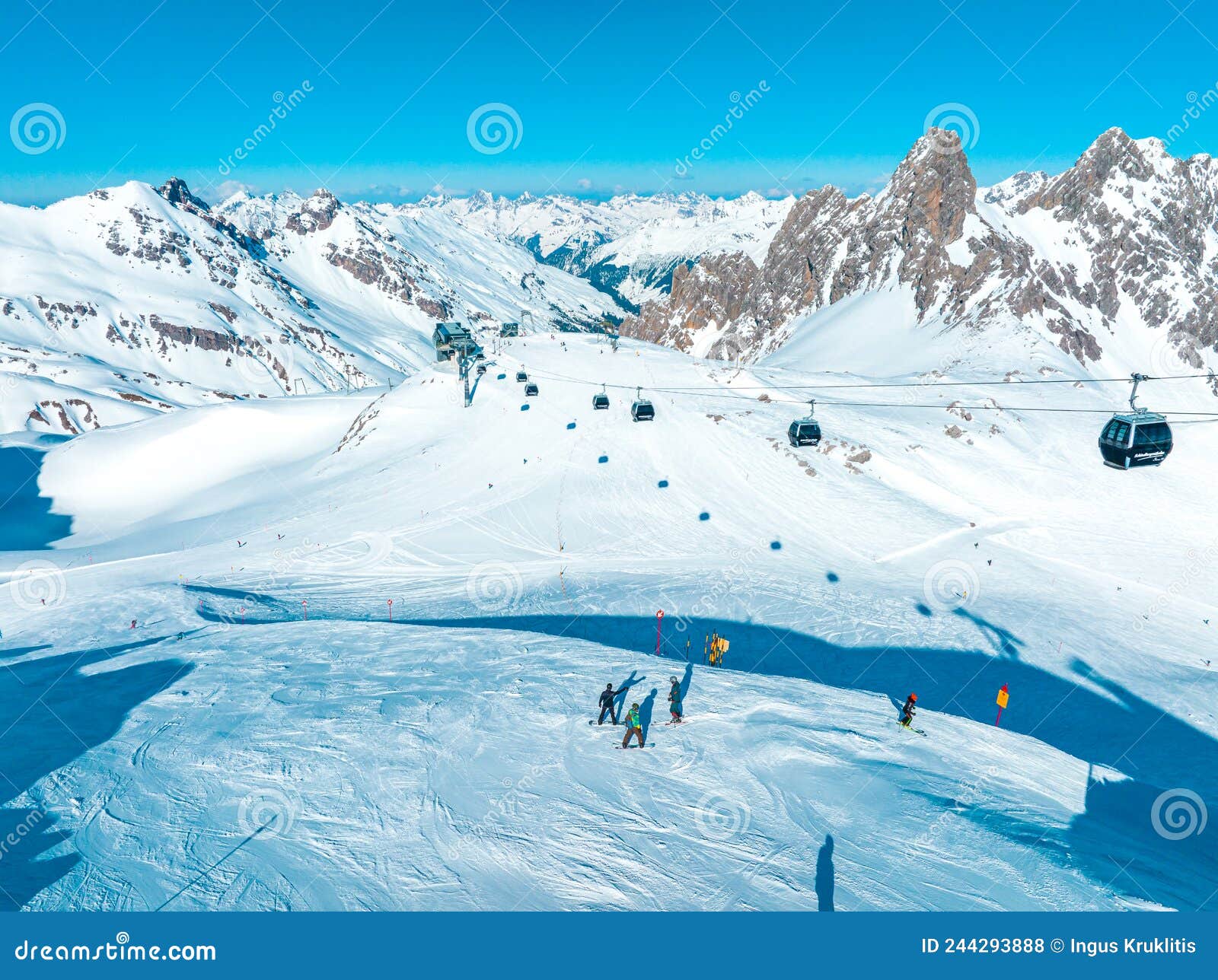 alpine ski resort st. anton am arlberg in winter time