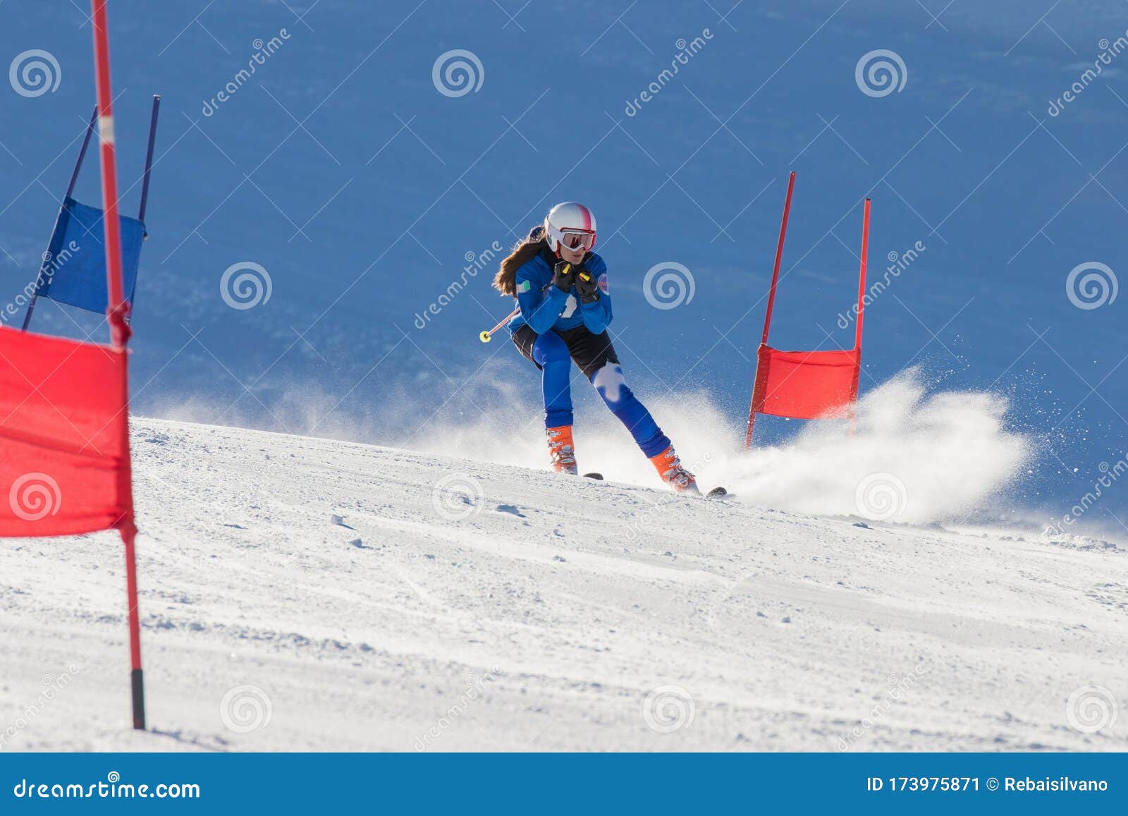Alpine skiing competition stock image. Image of fast 173975871