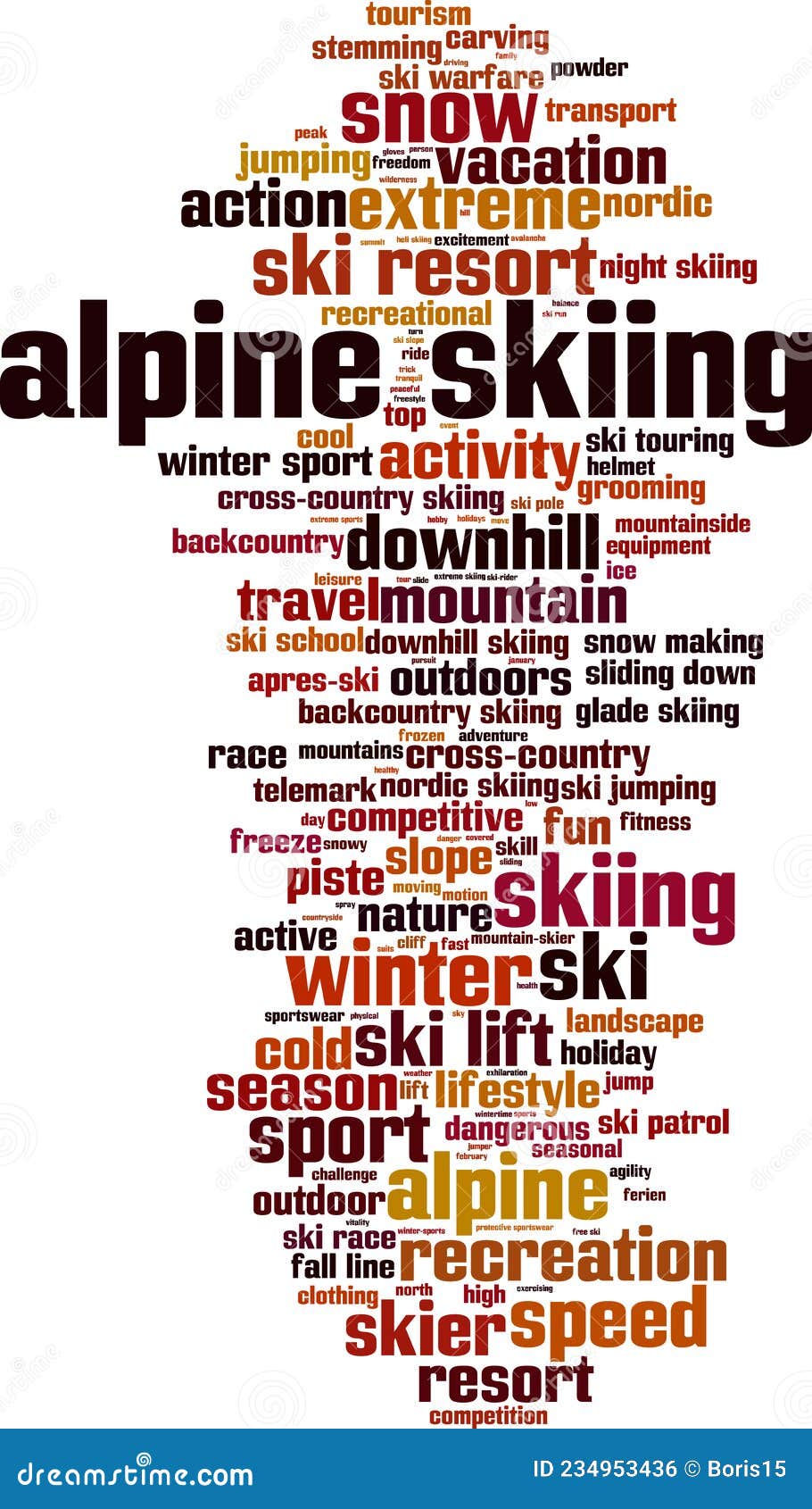 Alpine skiing word cloud stock vector. Illustration of carving 234953436