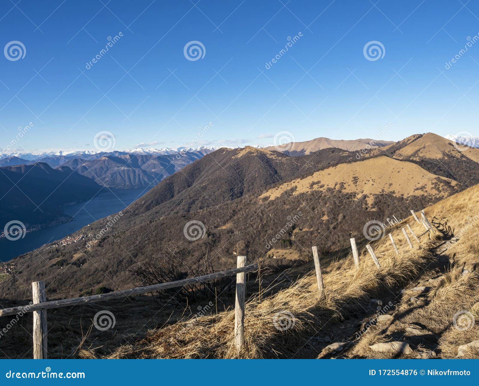 alpine trail on mount bolettone in the italian alps