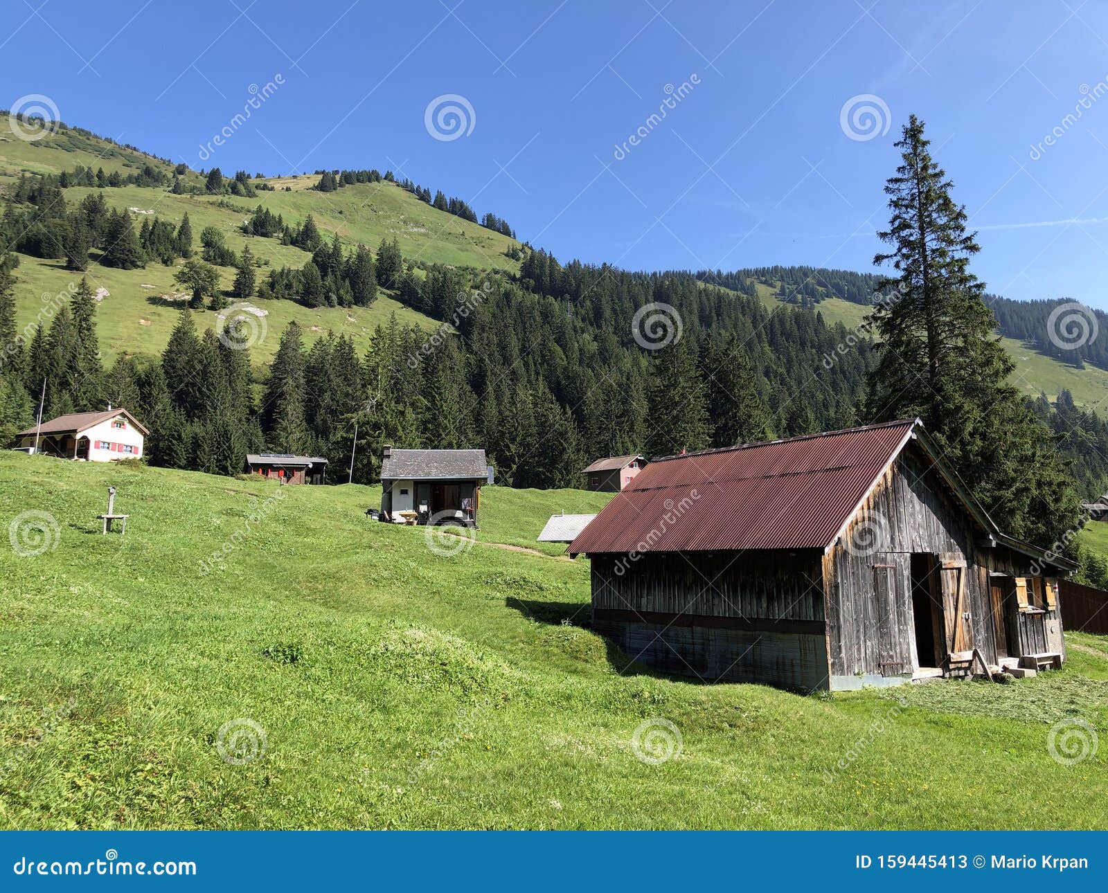 the alpine village of vorder ahornenin in a oberseetal mountain valley and in the glarnerland tourist region, nafels naefels