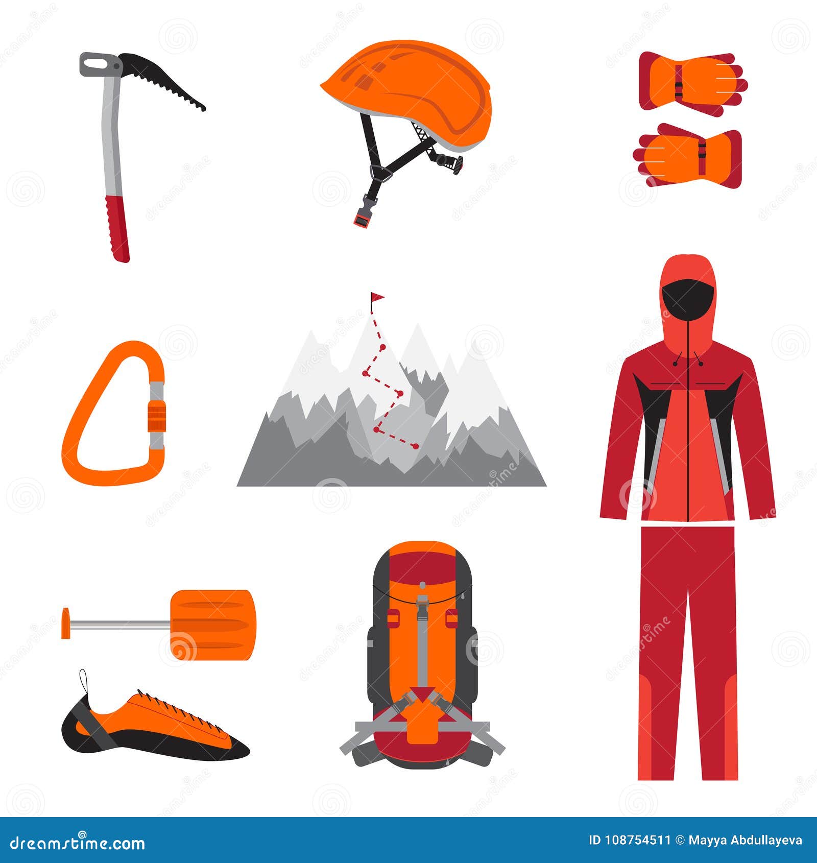 alpinism flat icon set.  on white background