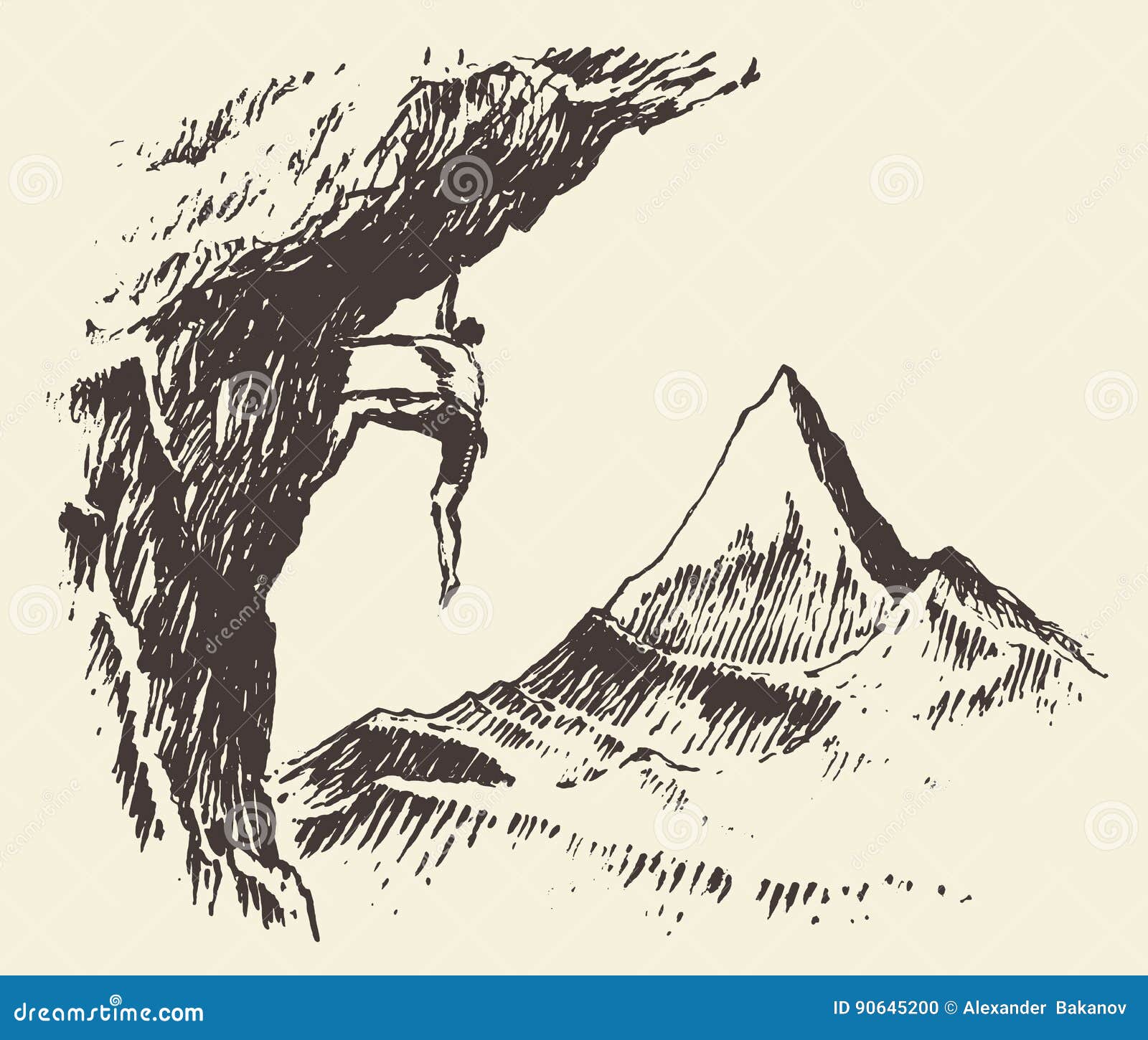 alpinist mountain peak drawn  sketch