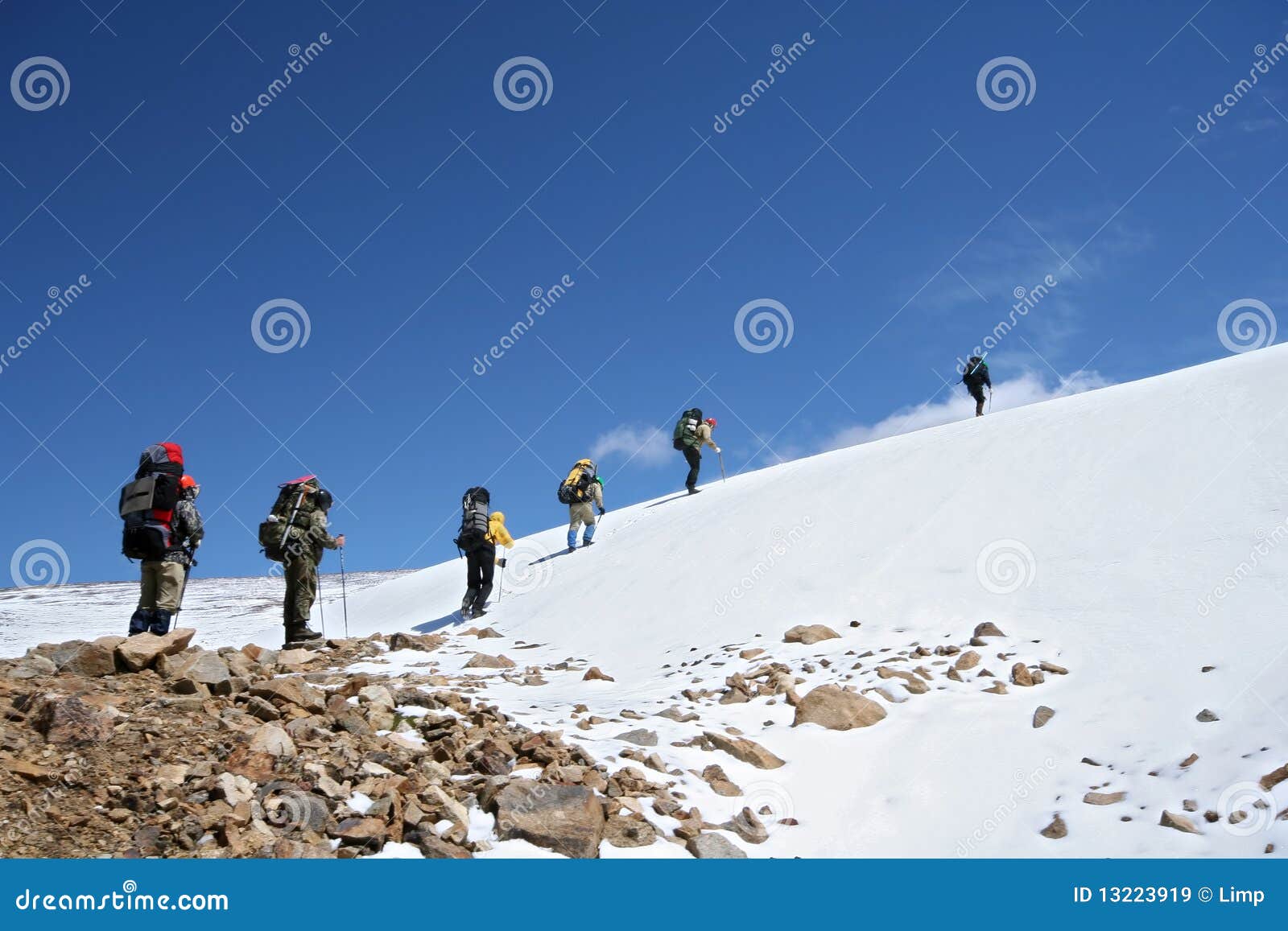 alpinists at the climbing in caucasus mountains